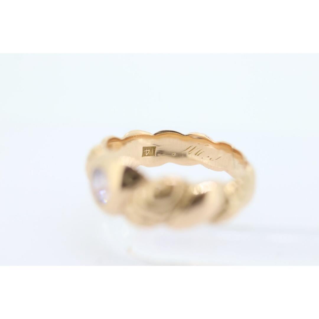 Antique Diamond (White Sapphire) Bezel Set Solitaire band. 14k Gold Sapphire For Sale 1