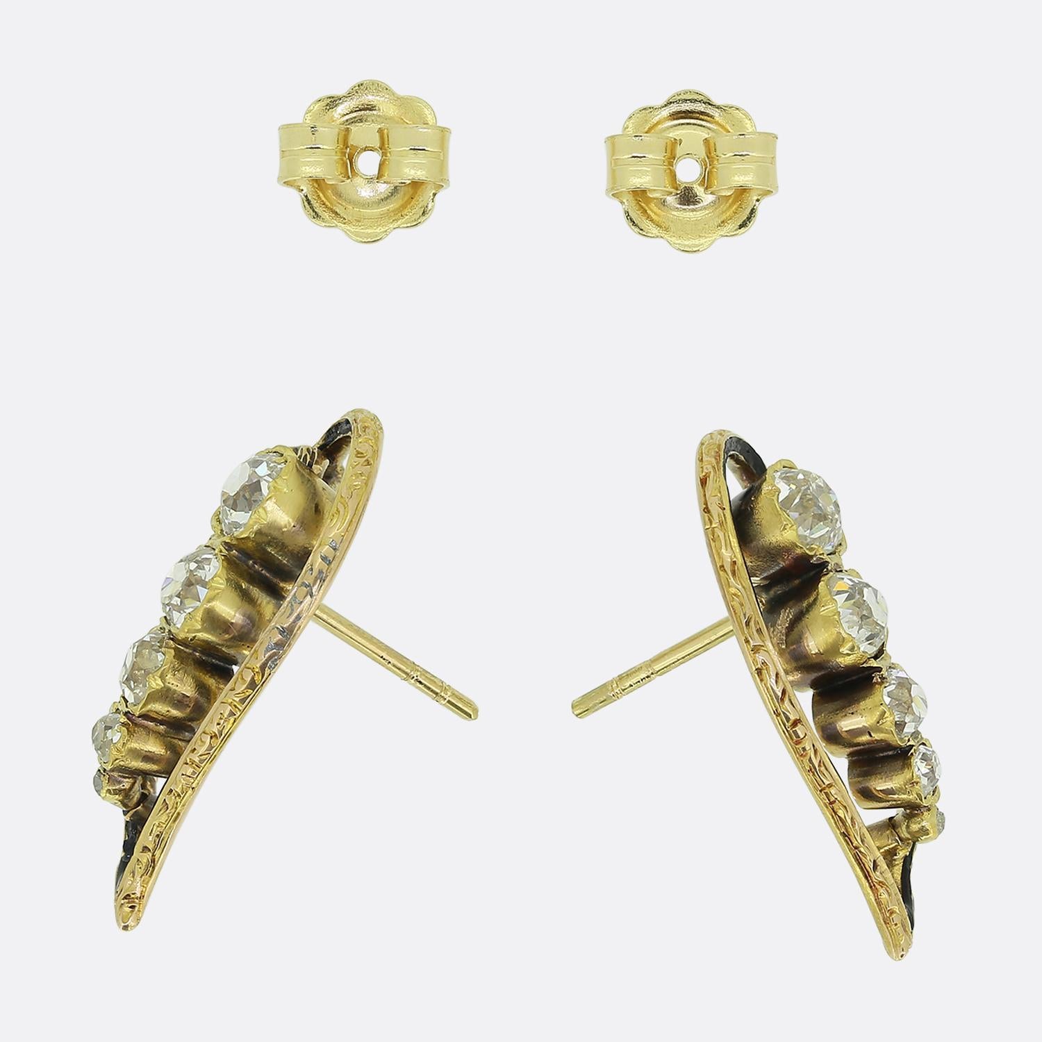 Antique Diamond Wing Earrings In Good Condition For Sale In London, GB