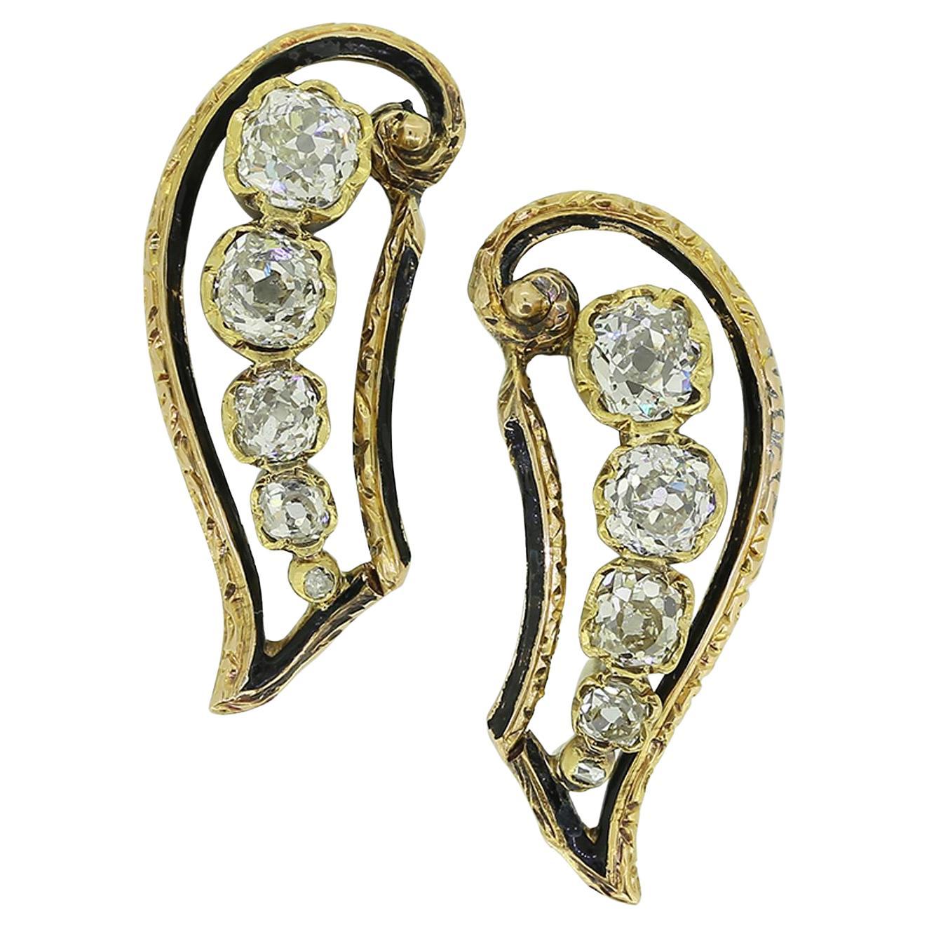 Antique Diamond Wing Earrings