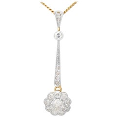 Antique Diamond Yellow Gold and Platinum Pendant circa 1910