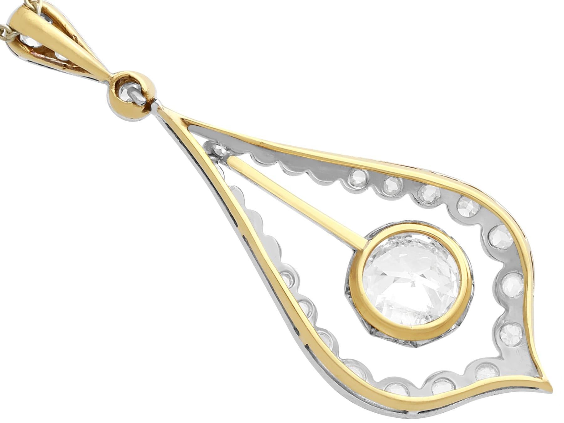 Antique Diamond Yellow Gold and White Gold Set Pendant Circa 1910 In Excellent Condition For Sale In Jesmond, Newcastle Upon Tyne