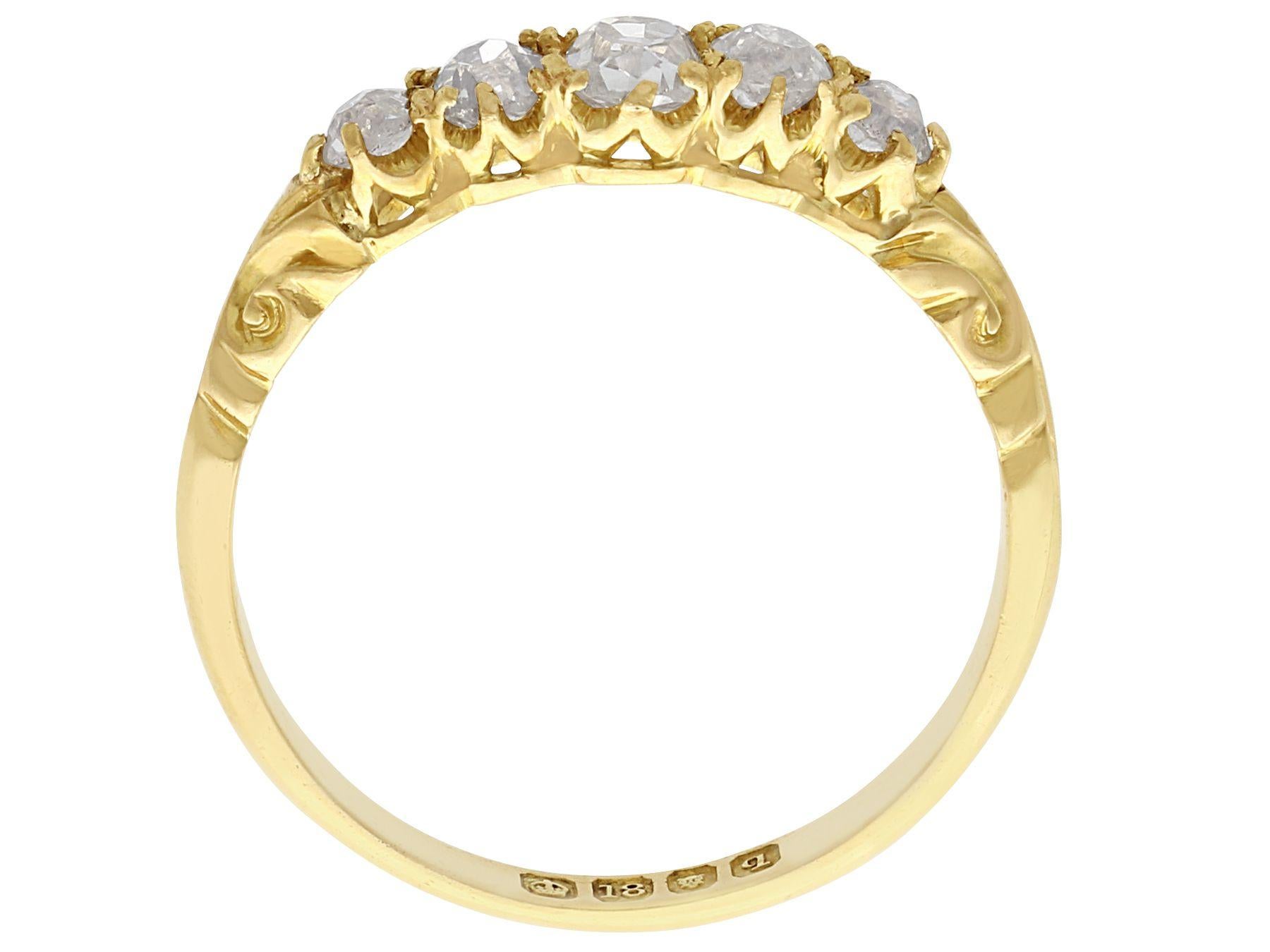 Women's Antique 1911 Diamond Yellow Gold Five-Stone Ring For Sale