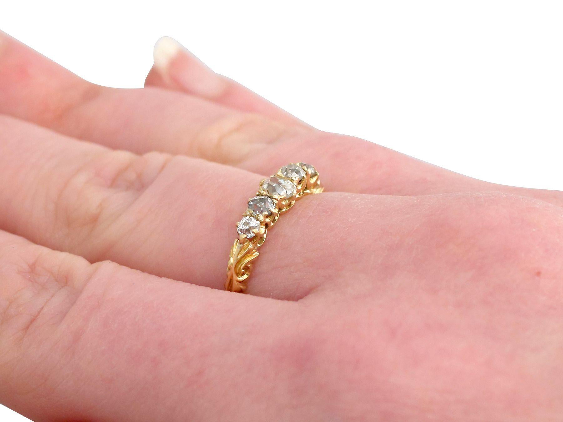 Antique 1911 Diamond Yellow Gold Five-Stone Ring For Sale 2
