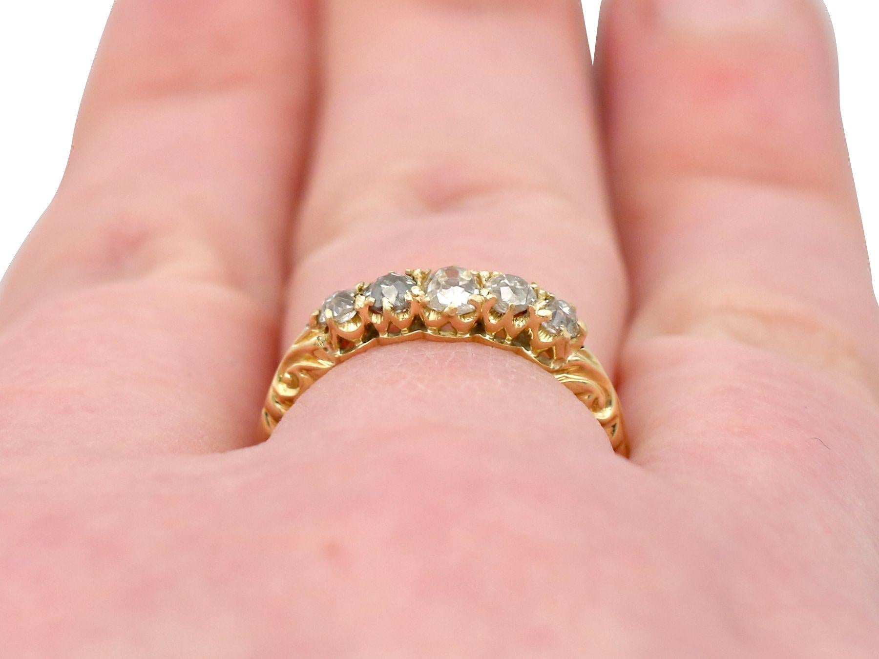 Antique 1911 Diamond Yellow Gold Five-Stone Ring For Sale 3