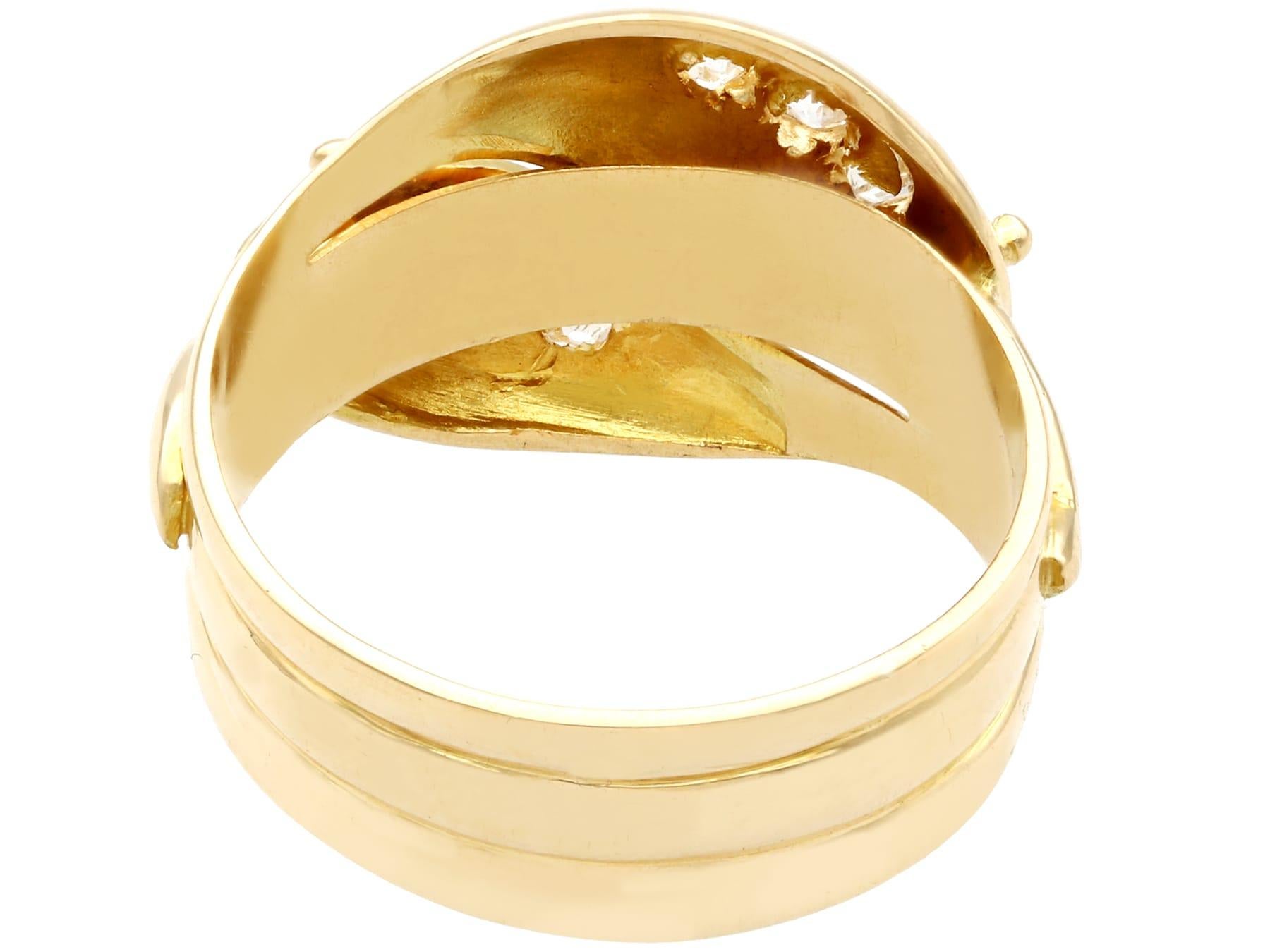 Round Cut Antique Diamond Yellow Gold Snake Cocktail Ring For Sale