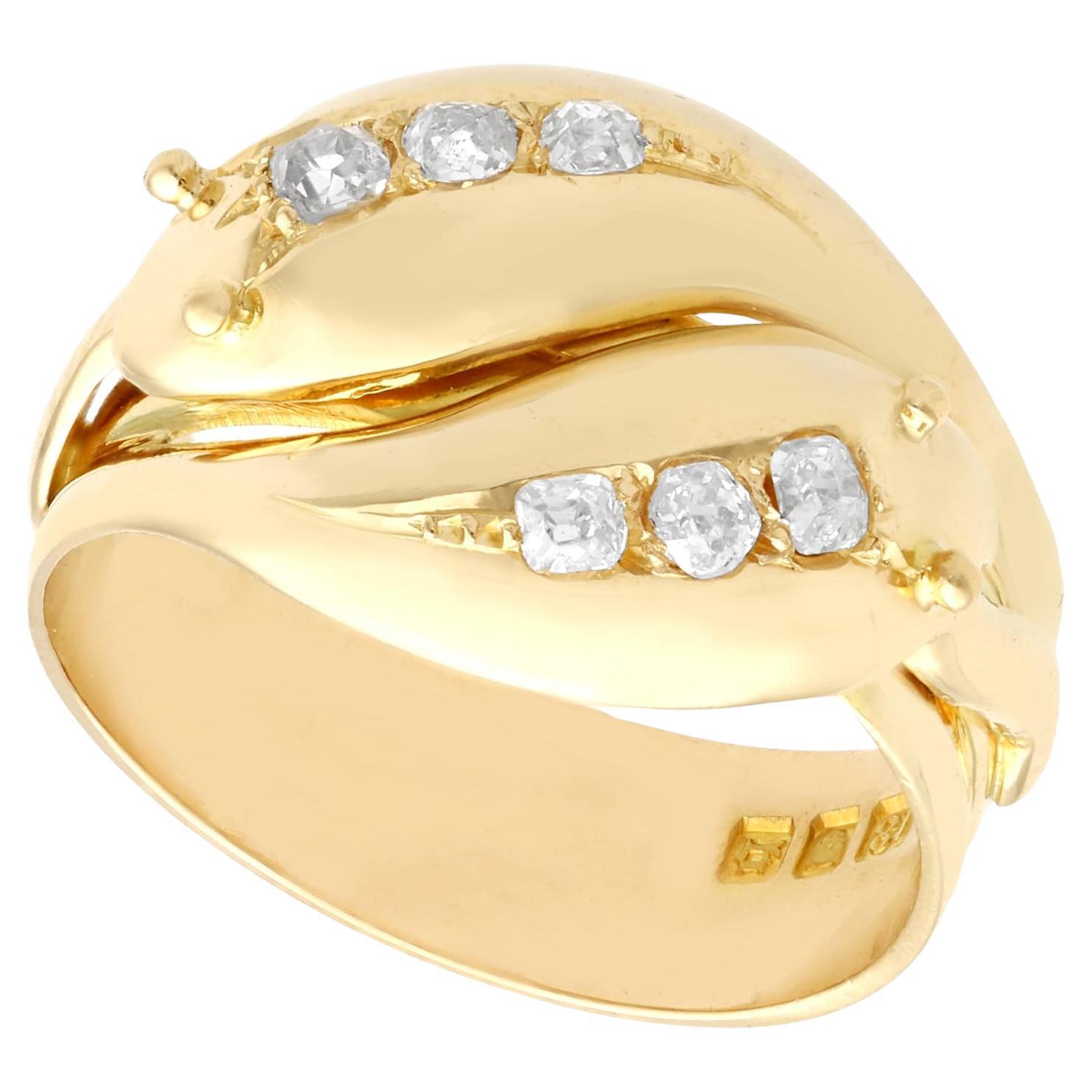 Antique Diamond Yellow Gold Snake Cocktail Ring For Sale