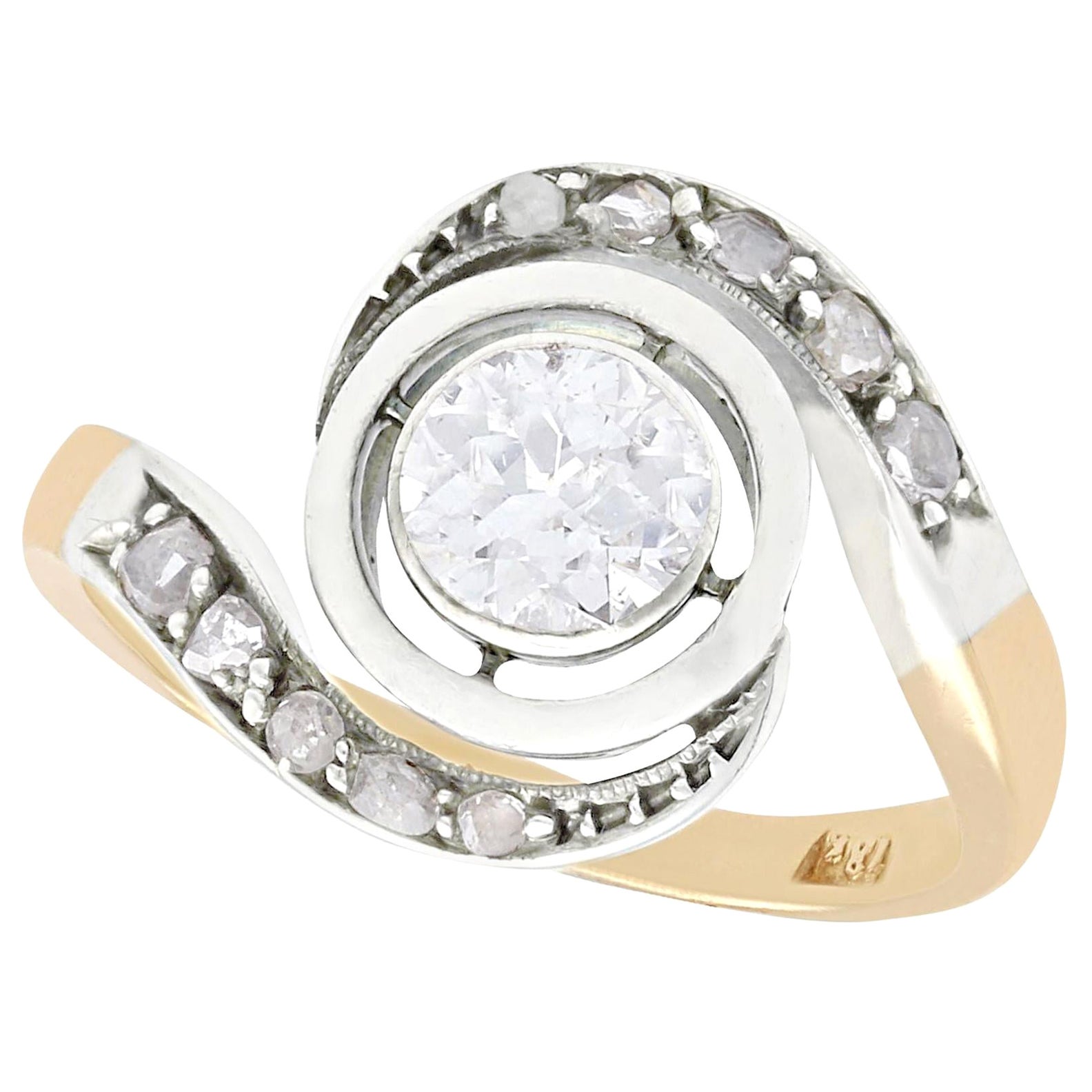 Antiker Twist-Ring aus Gelbgold mit Diamanten
