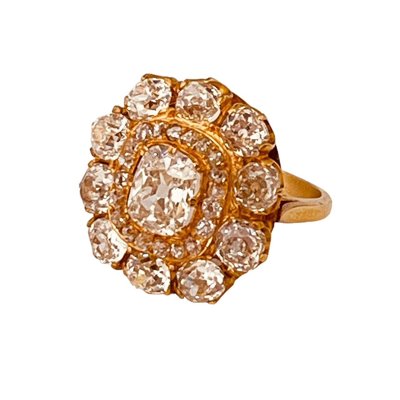 Antique Diamonds Cluster Ring With Central Old-Cut Cushion Weighing 1.35cts For Sale 12