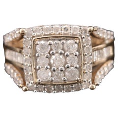 Antiker natürlicher Diamant-Verlobungsring in 18K Gold, Vintage Cocktail Ring