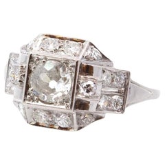 Antique diamonds ring in platinum