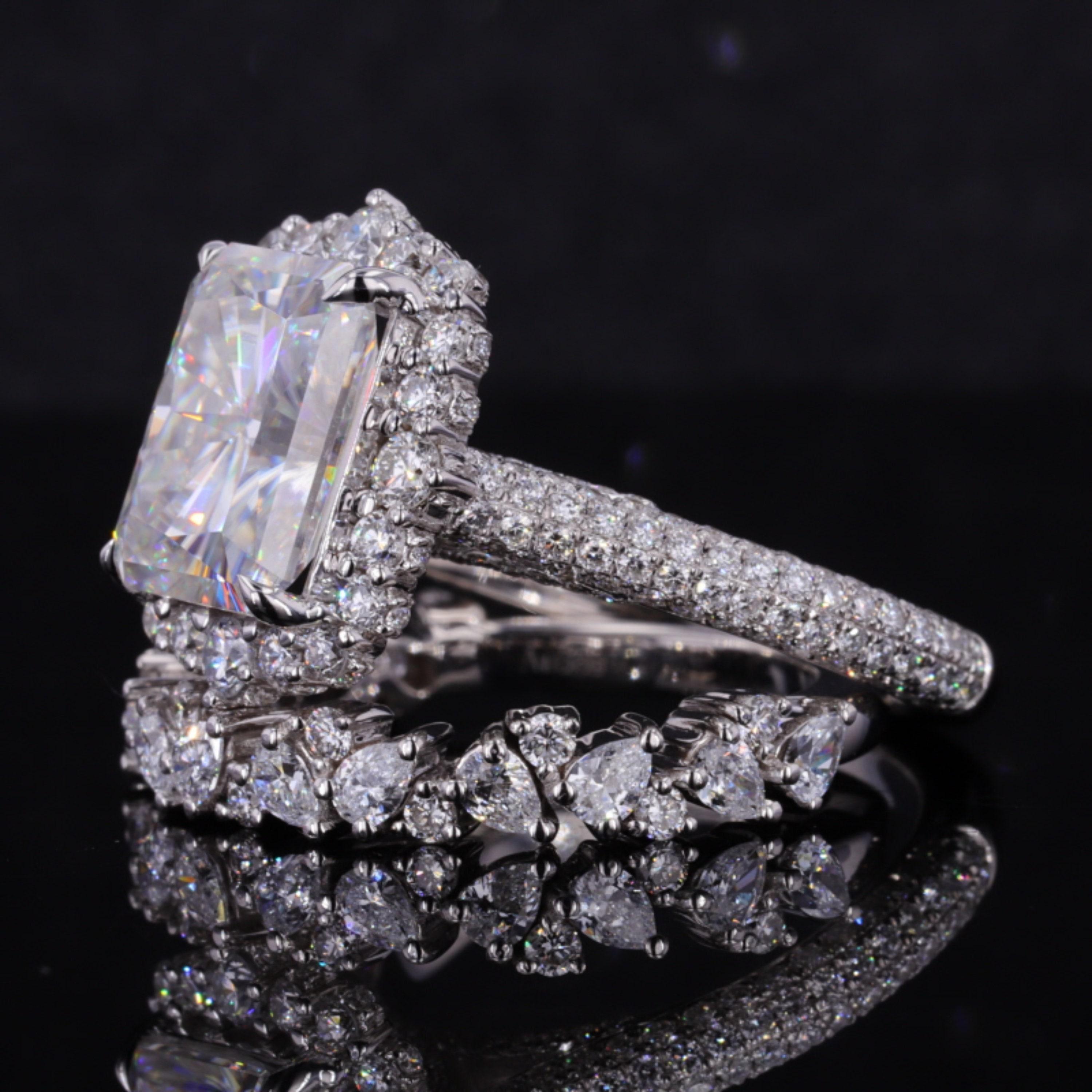Im Angebot: Antiker Diamant-Verlobungsring, Set aus Diamant-Verlobungsring () 4