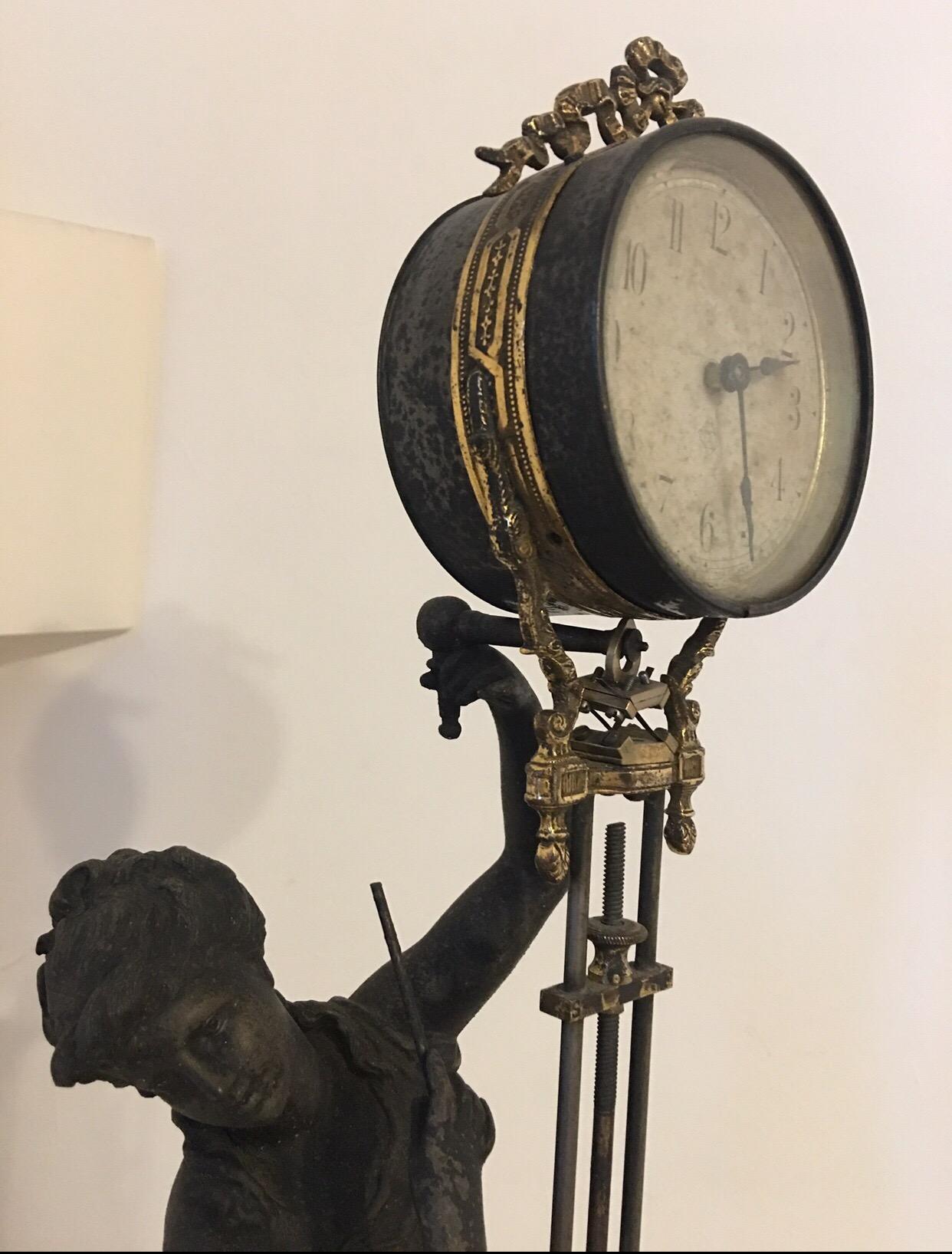 20th Century Antique Diana Swinging Clock Signed Ansonia Clock Company