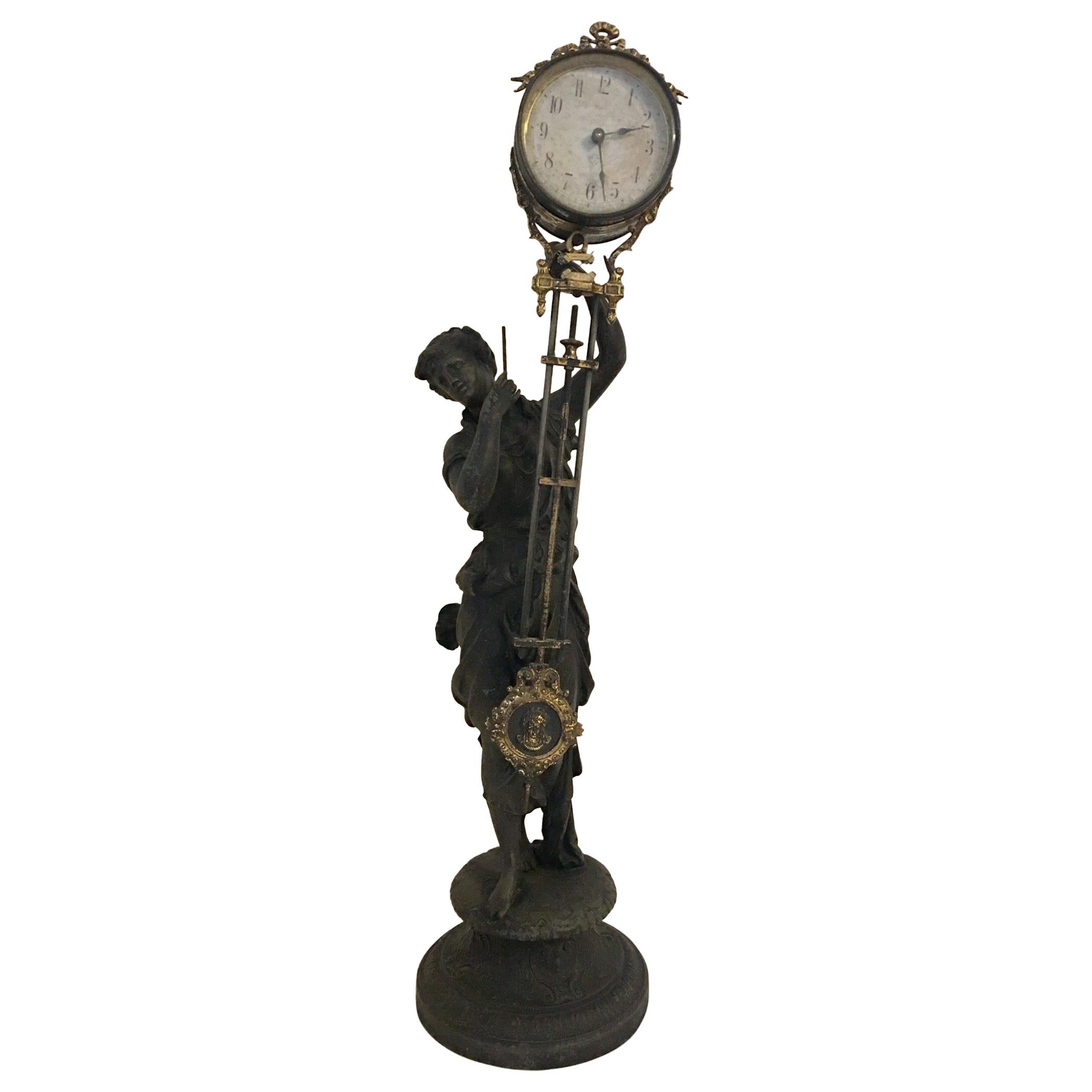Antique Diana Swinging Clock Signed Ansonia Clock Company