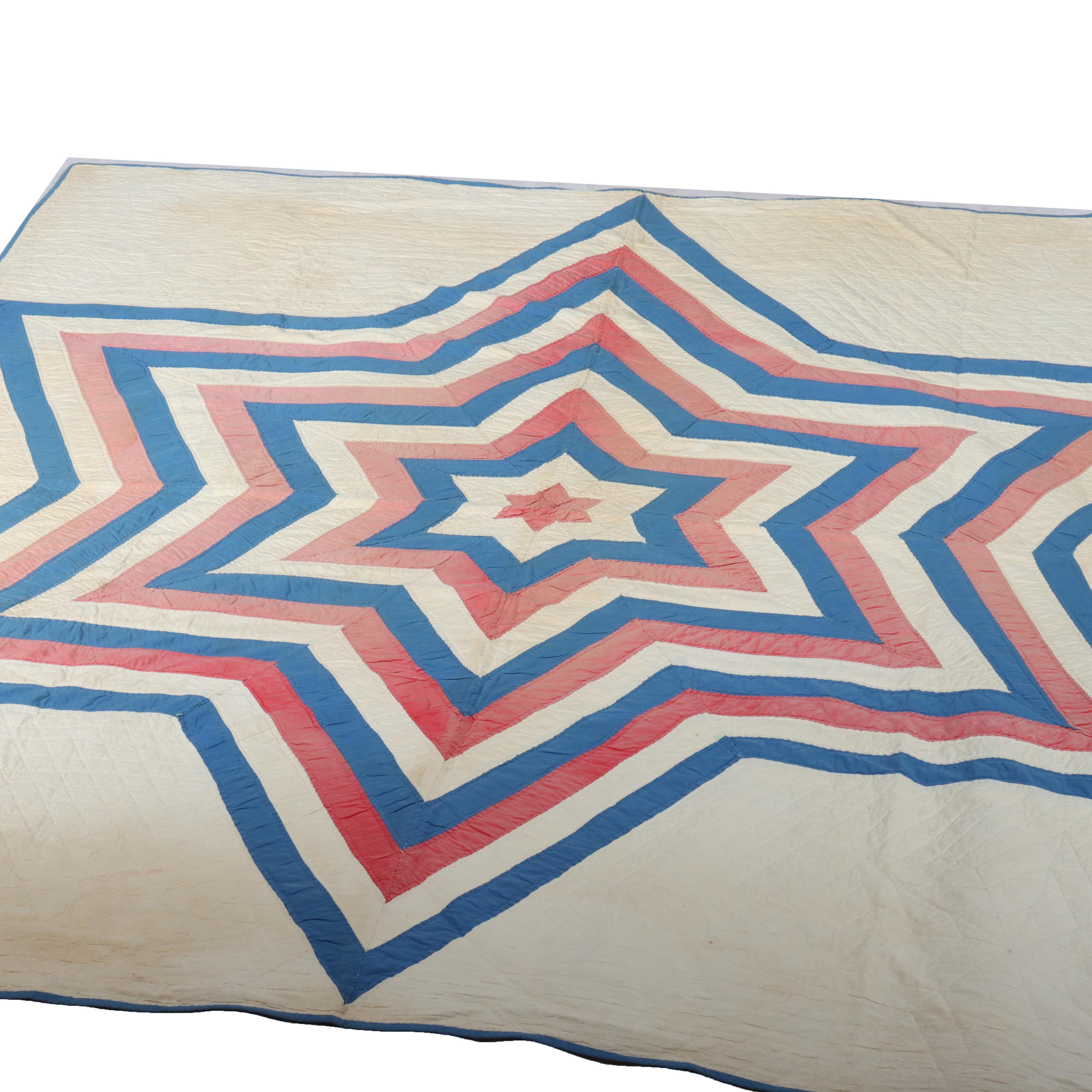 Antico modello Dianna's Star cucito a mano, non firmato, del 1900 (86 3/8