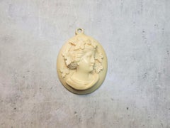Antique Dieppe Carved Ivory Bacchante Cameo Pendant, Circa 1840-1850