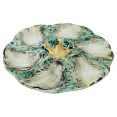 Antique Dijoin Sarreguemines Majolica Oyster Plate, France, circa 1880