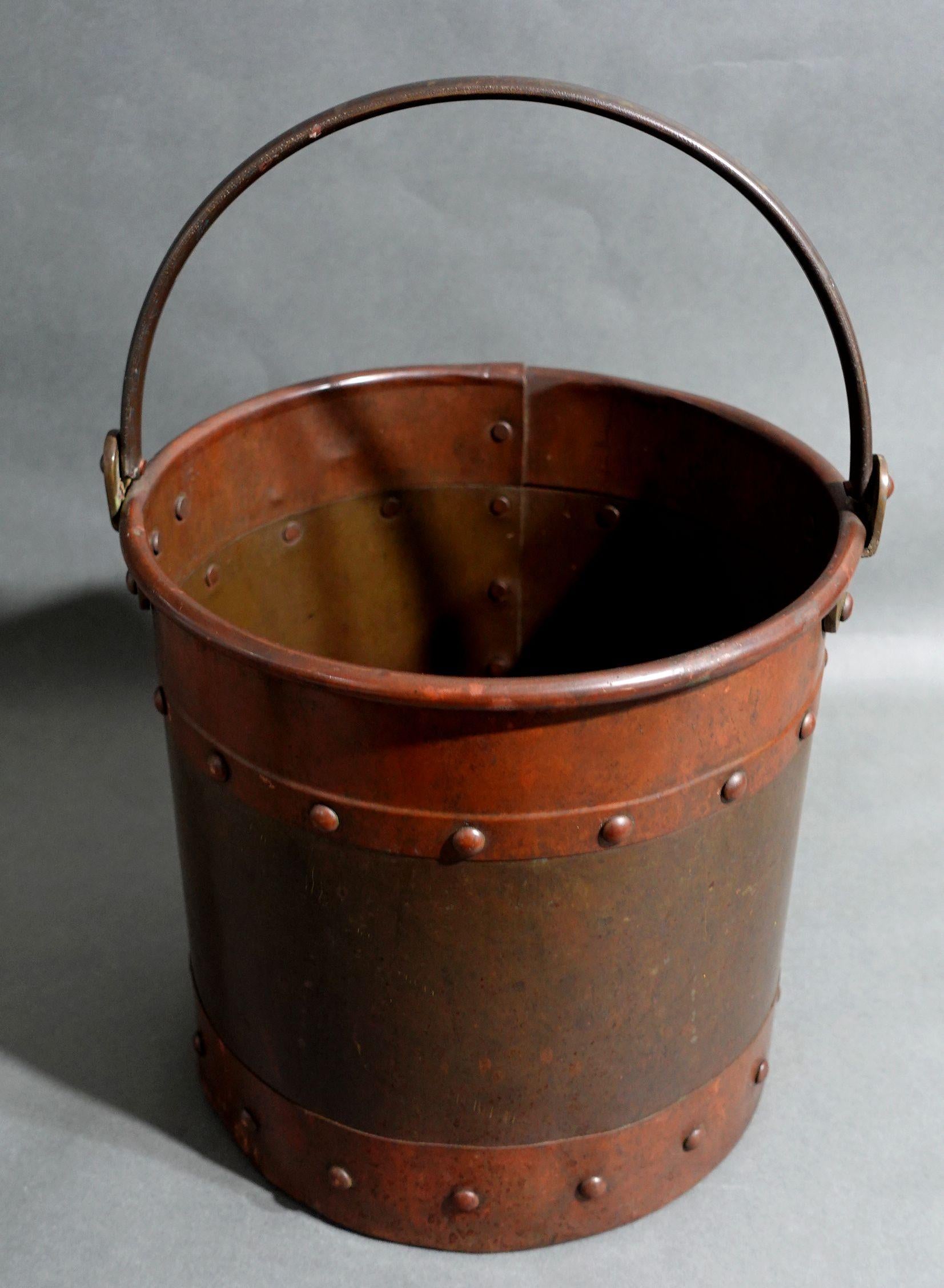 English Antique Diminutive Copper and Brass Apple Bucket #1 For Sale