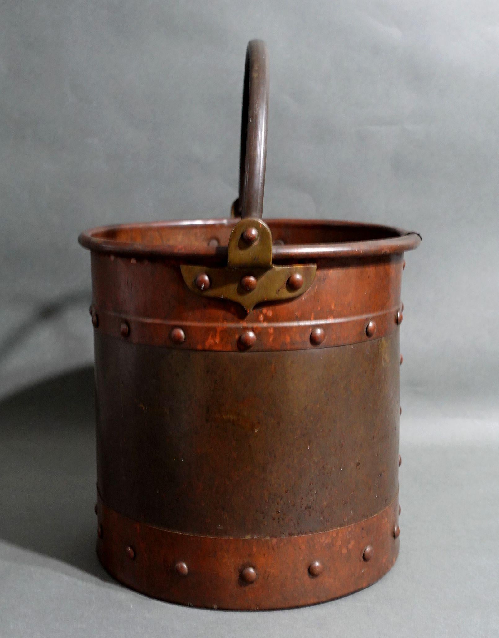 Hand-Crafted Antique Diminutive Copper and Brass Apple Bucket #1 For Sale