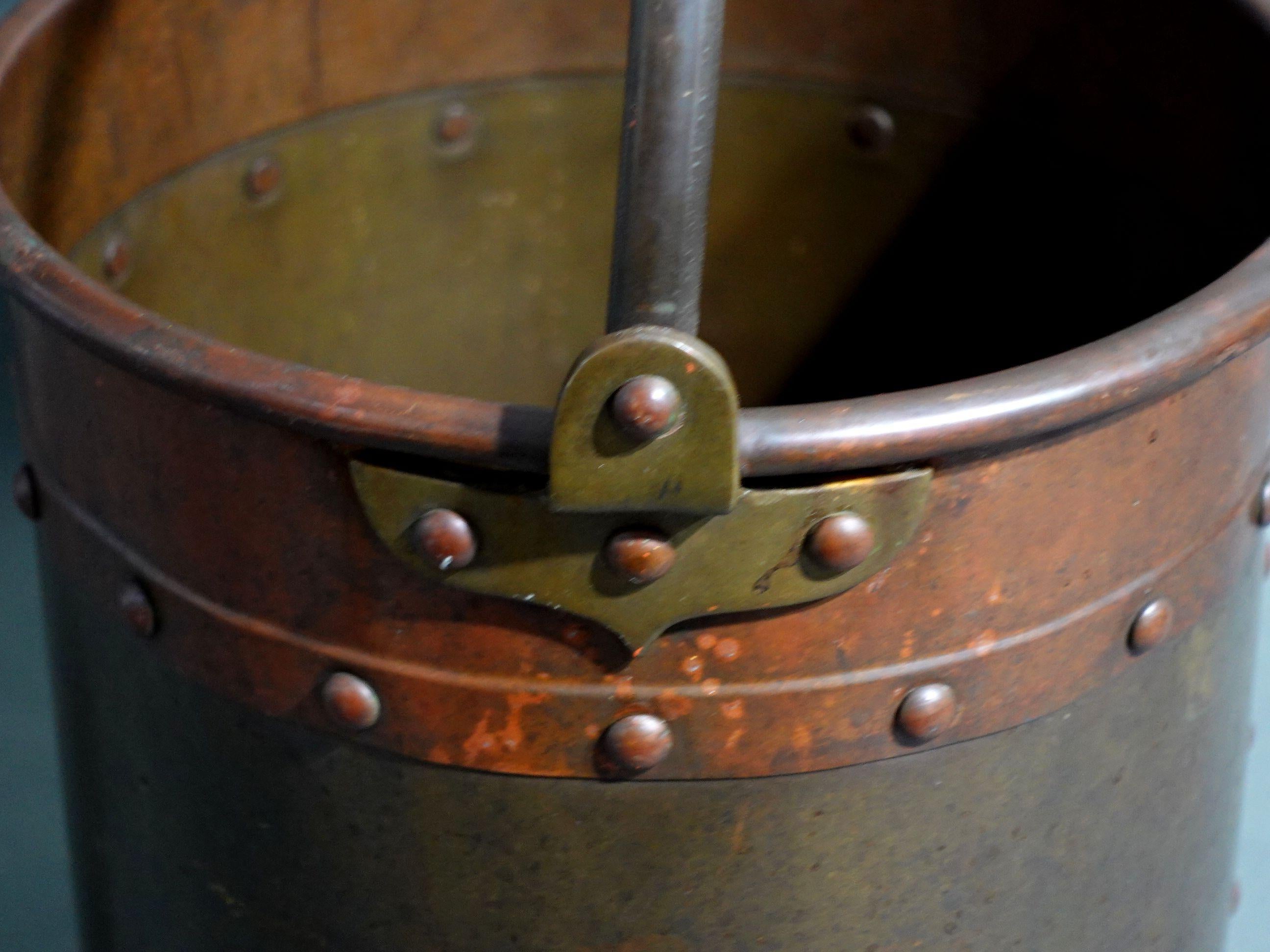 19th Century Antique Diminutive Copper and Brass Apple Bucket #1 For Sale