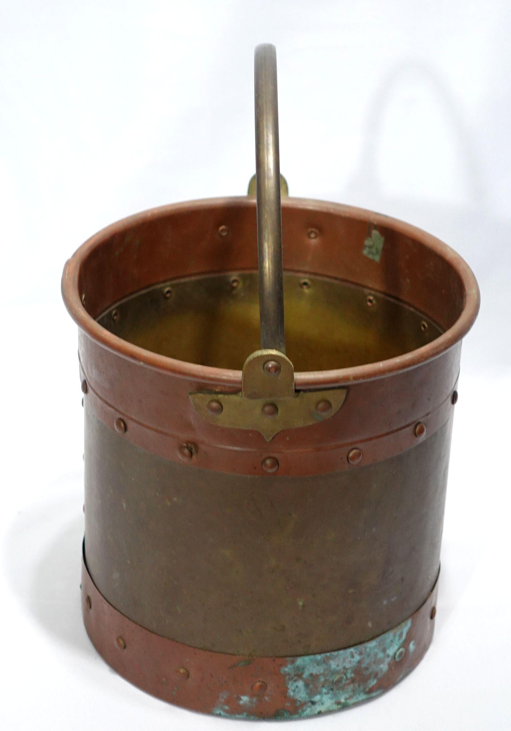 Hand-Crafted Antique Diminutive Copper and Brass Apple Bucket #2