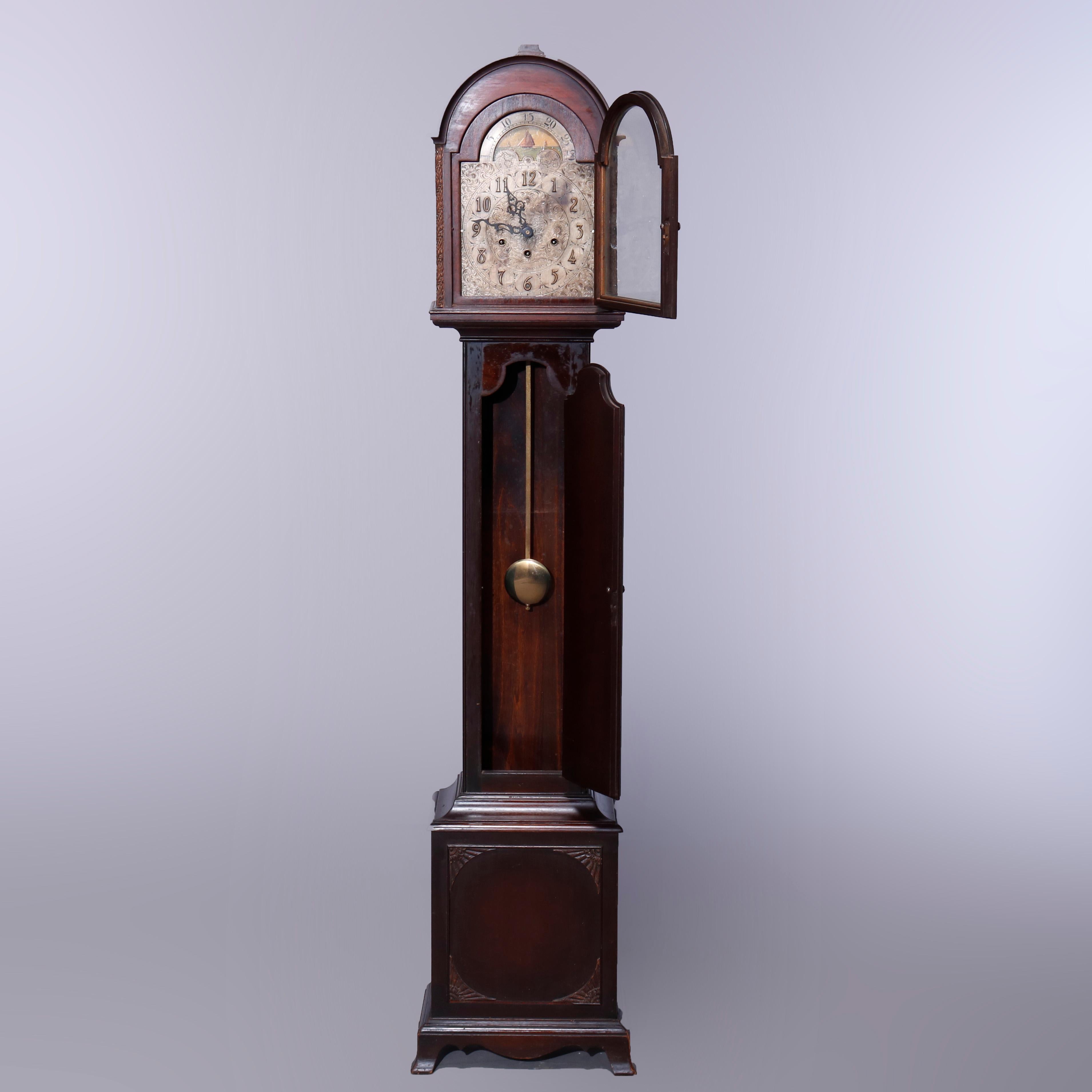 Antique Diminutive German Caldwell & Co. Mahogany Grandmother's Clock, c1900 2