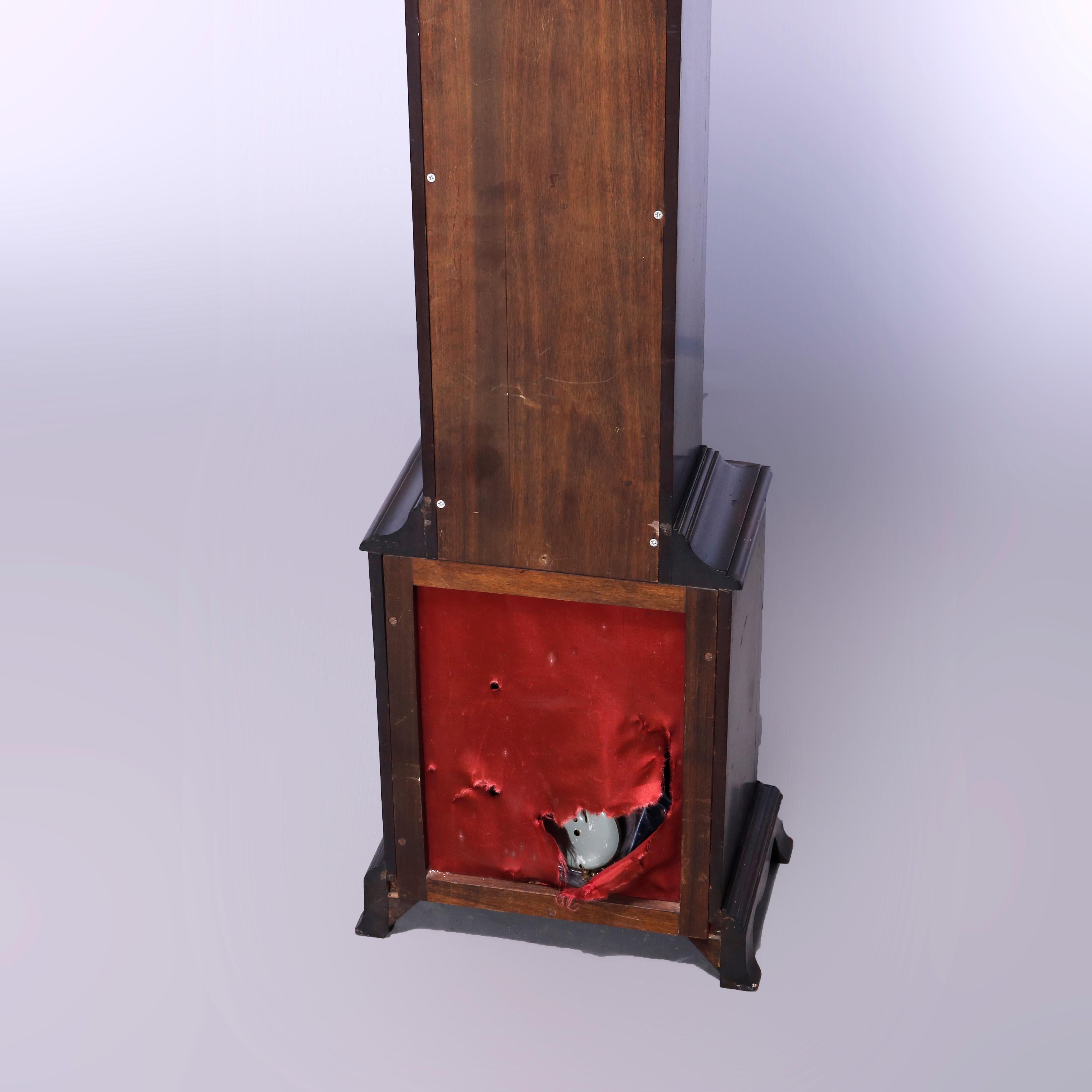 Antique Diminutive German Caldwell & Co. Mahogany Grandmother's Clock, c1900 10