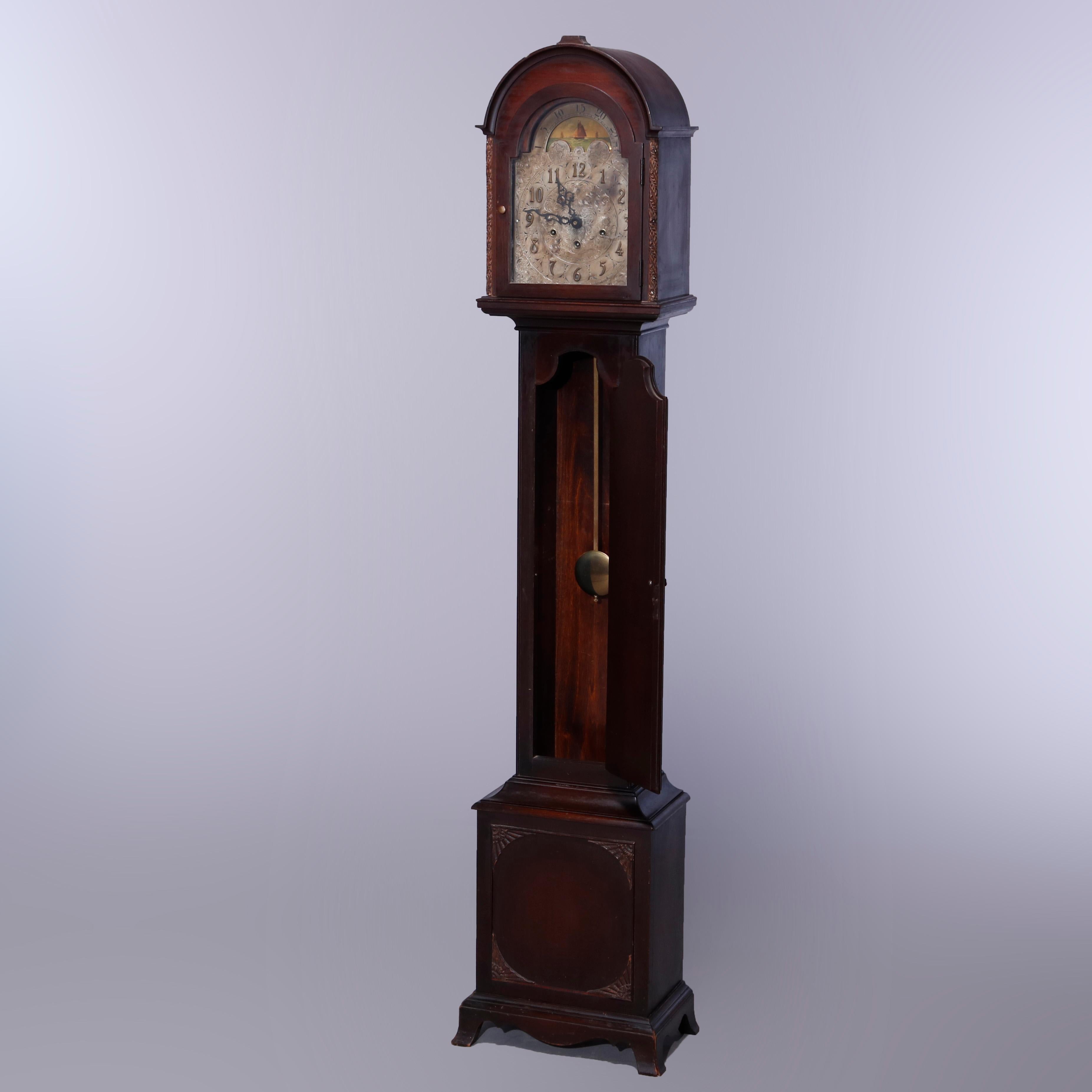 Antique Diminutive German Caldwell & Co. Mahogany Grandmother's Clock, c1900 1