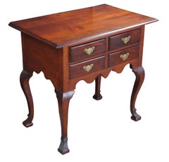Antique Diminutive Queen Anne American Cherry Lowboy Chest of Drawers Console