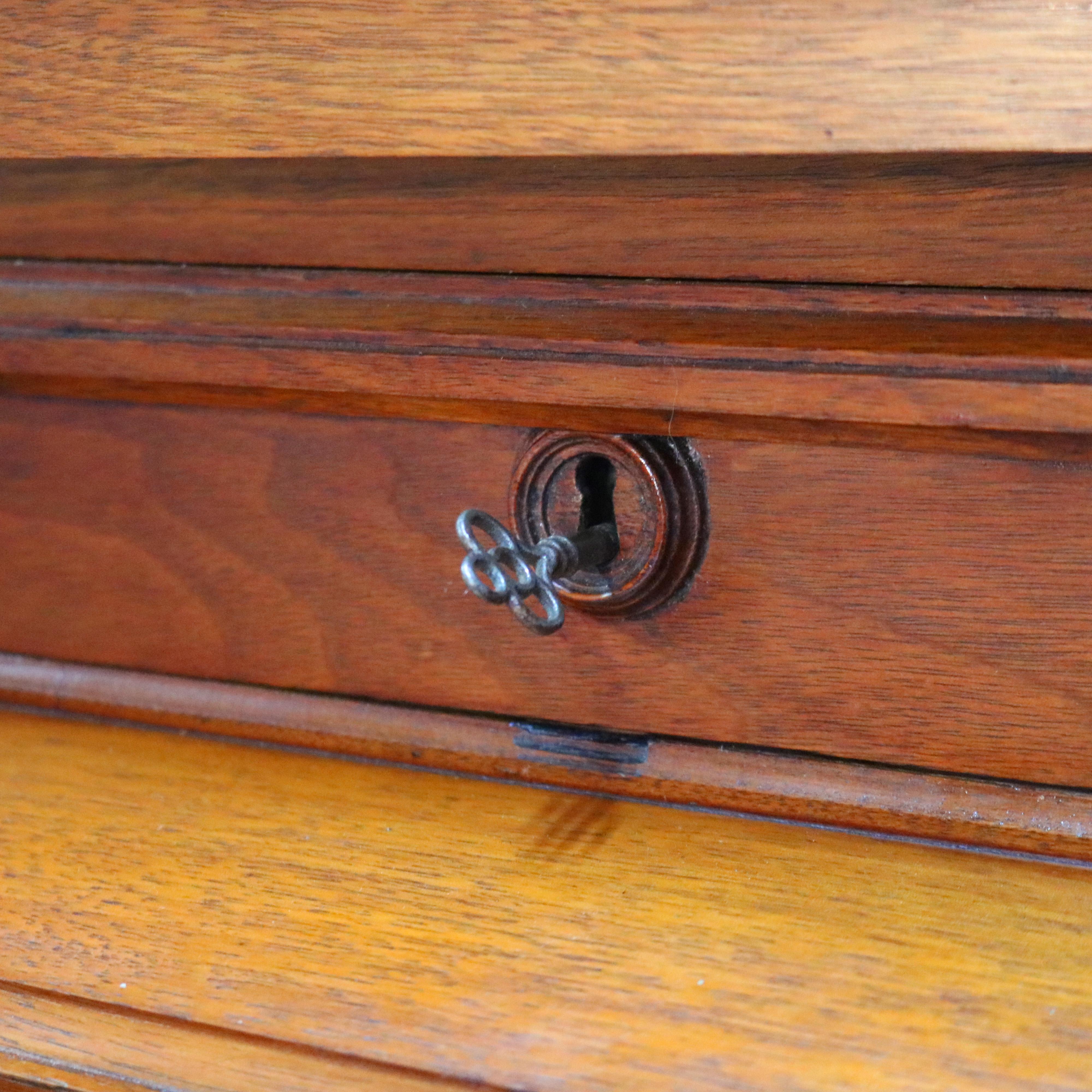Secrétaire cylindrique ancien de style néo-Renaissance en noyer et broussin, vers 1880 en vente 5