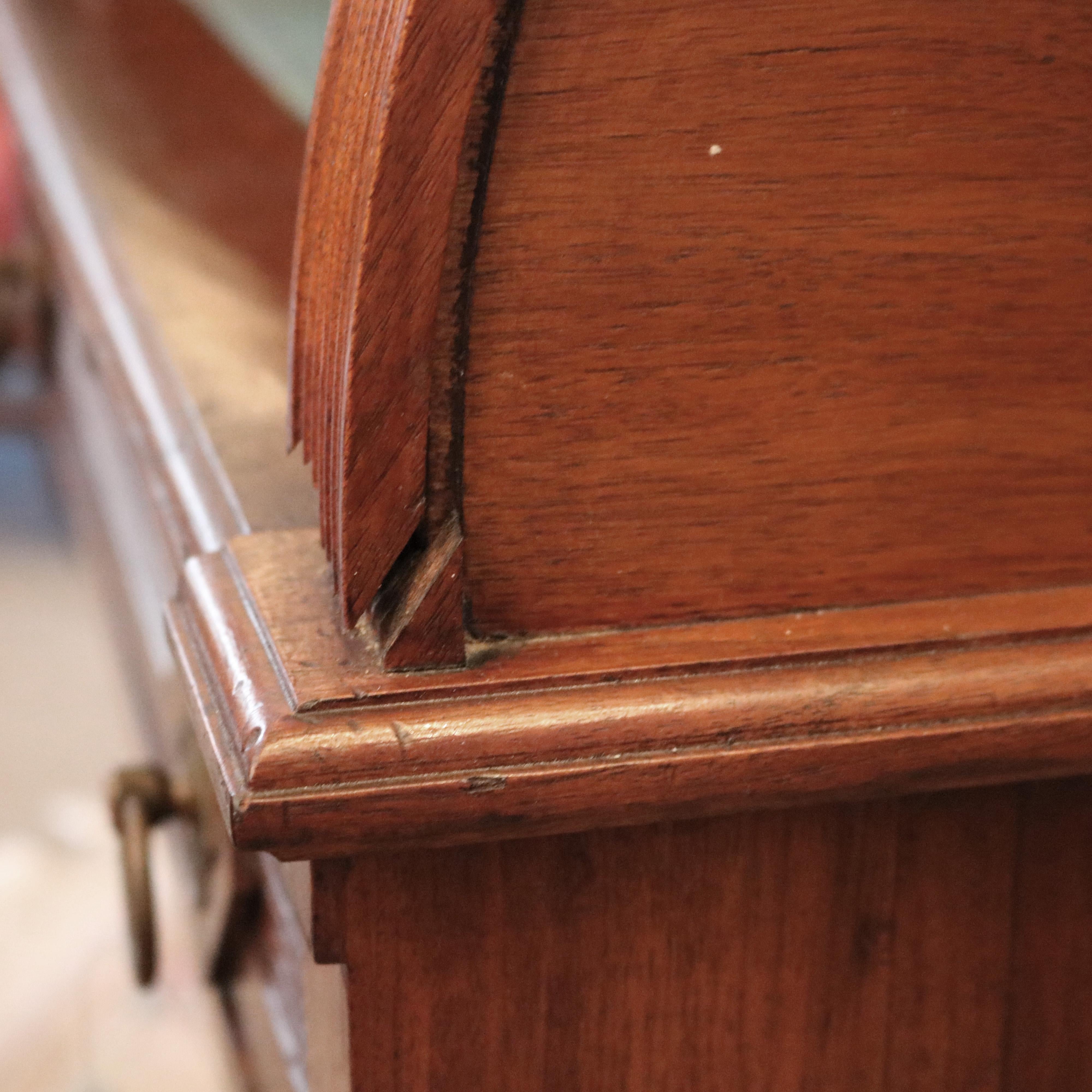 Antique Diminutive Renaissance Revival Walnut & Burl Cylinder Secretary, c1880 For Sale 11