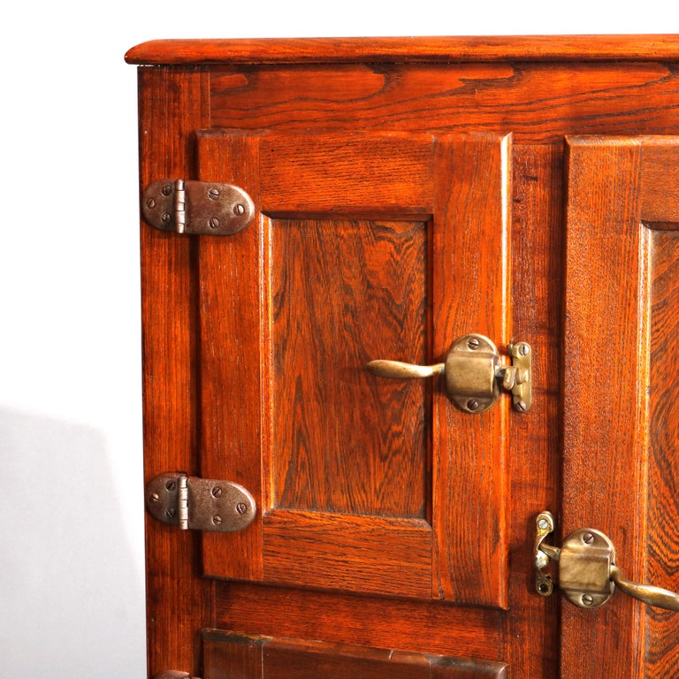 Antique Diminutive ThreeDoor Paneled Oak Ice Box, circa 1900 at 1stDibs