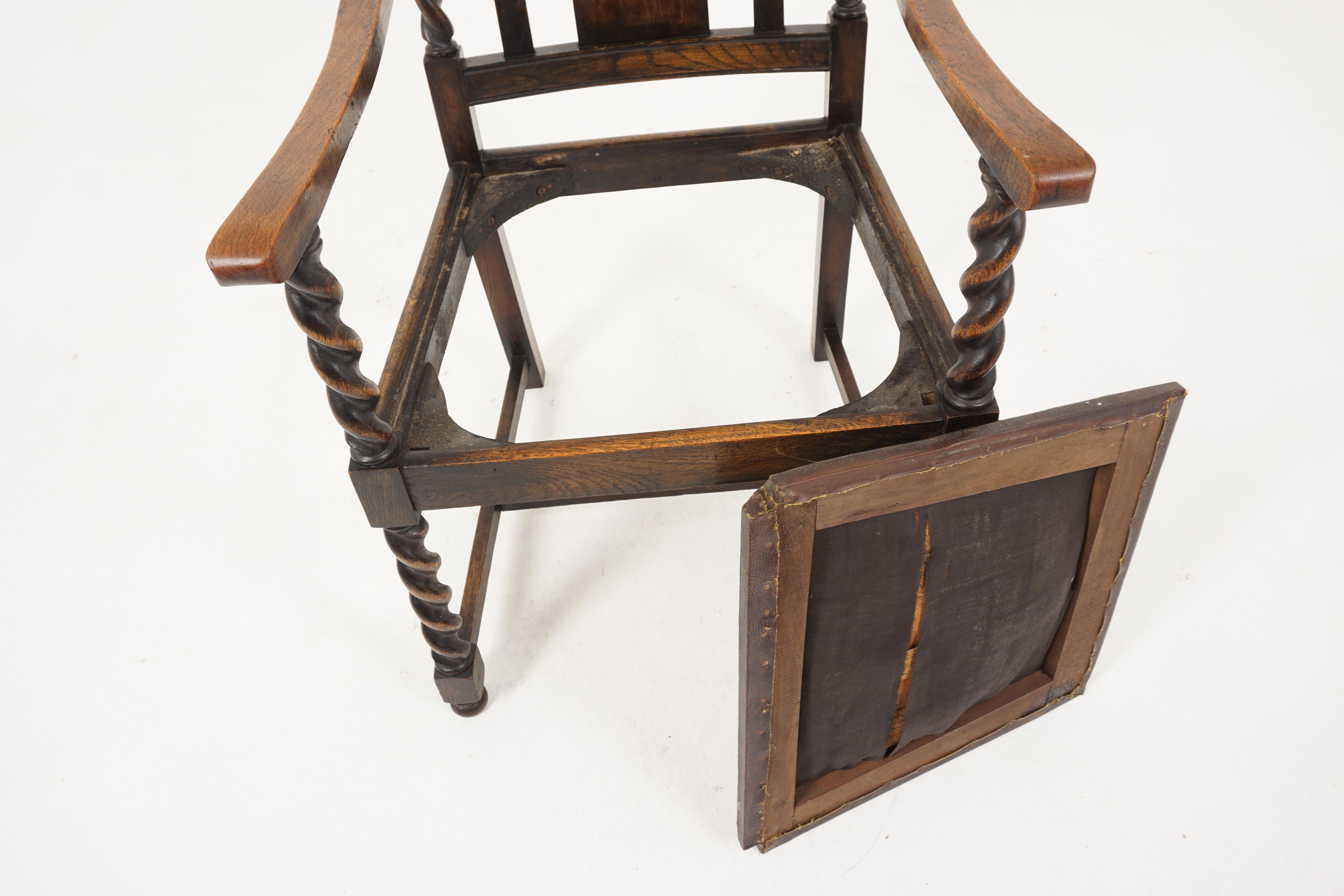 Antique Dining Chair, Set of 6, Carved Oak, Barley Twist, Scotland 1910, B2646   4
