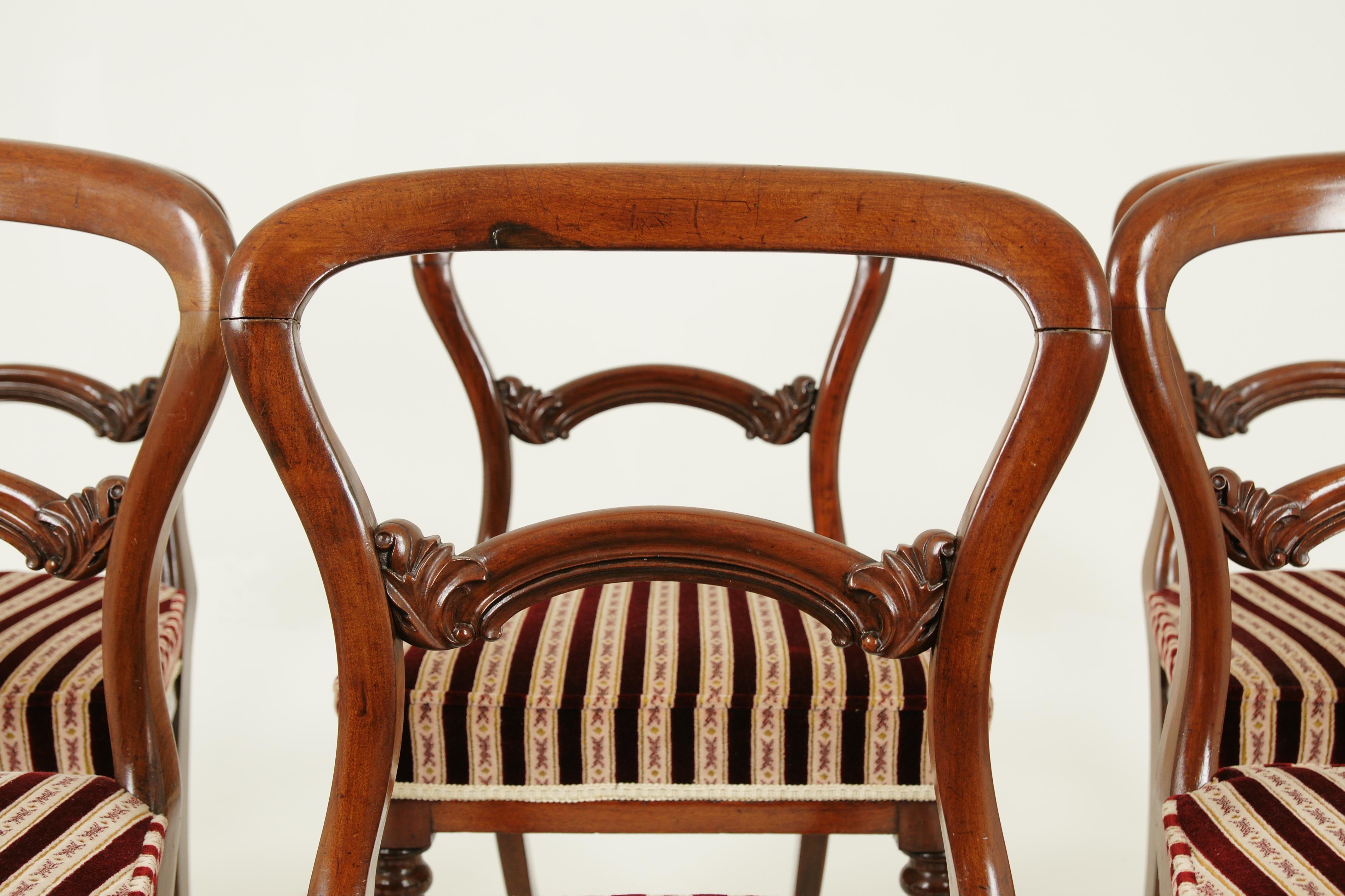 Late 19th Century Antique Dining Chairs, 6 Balloon Back Chairs, Walnut, Victorian, 1880, B1573