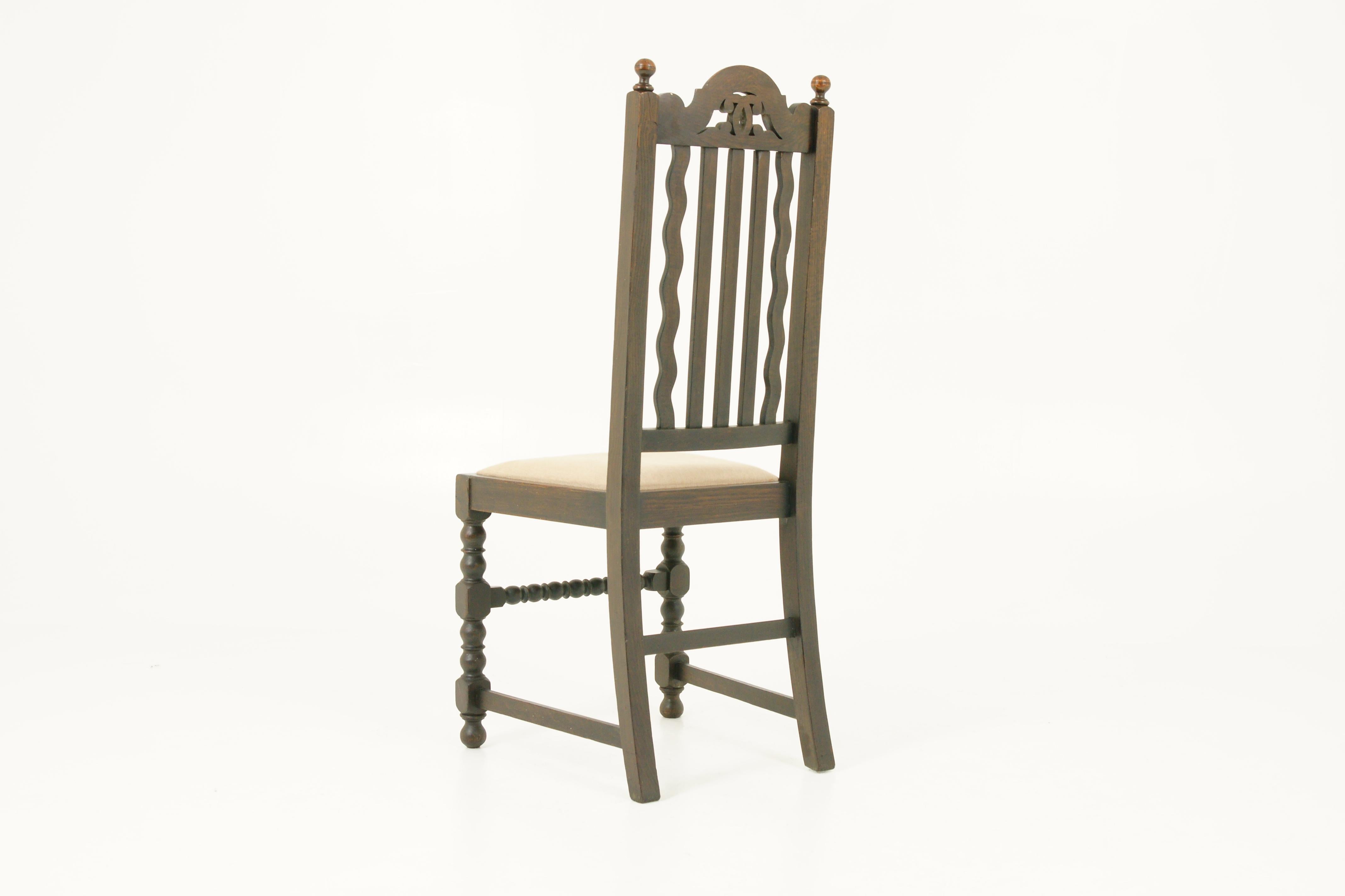 Antique Dining Chairs, 6 Oak Dining Chairs, Scotland 1920, B1726 2