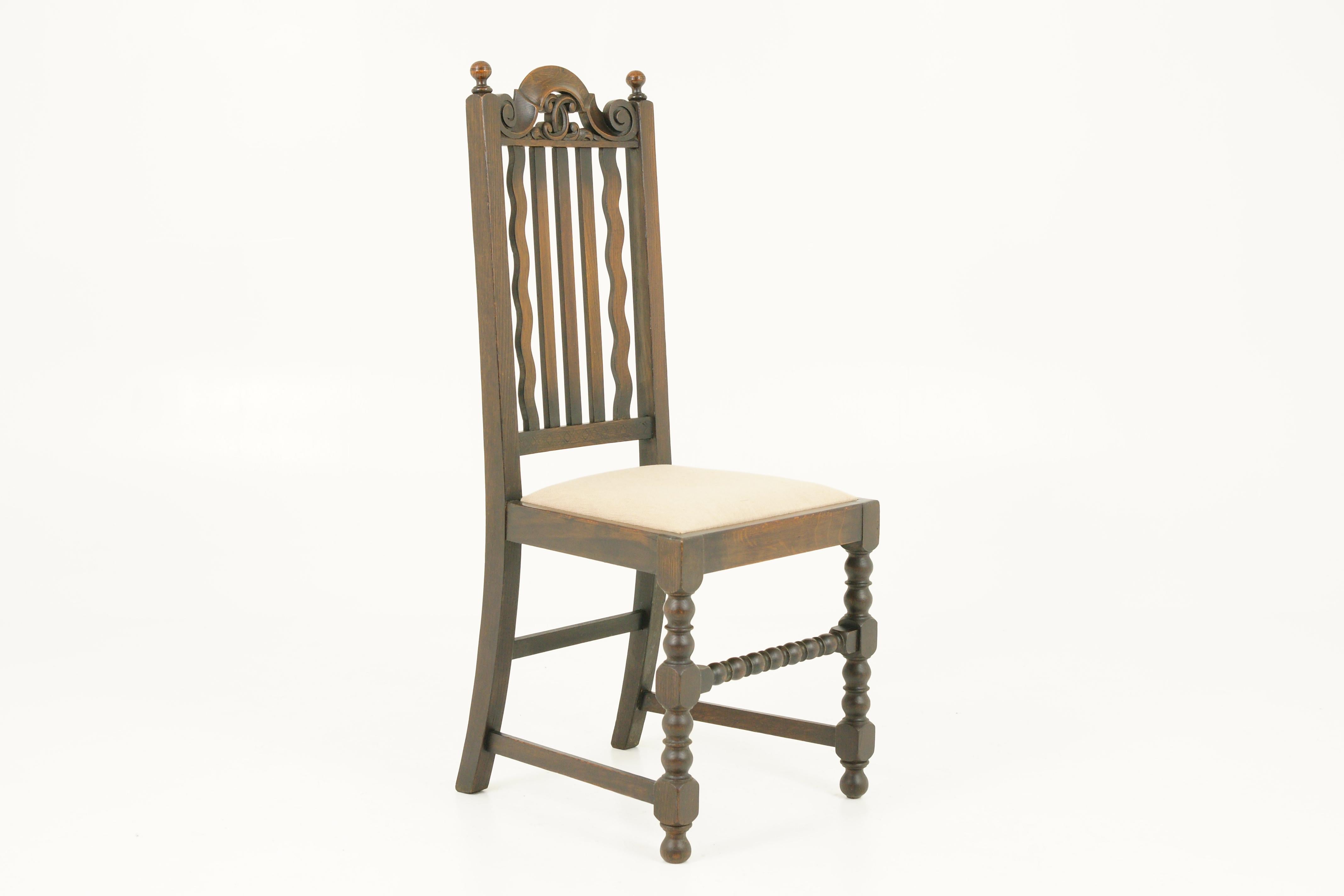 Antique Dining Chairs, 6 Oak Dining Chairs, Scotland 1920, B1726 3