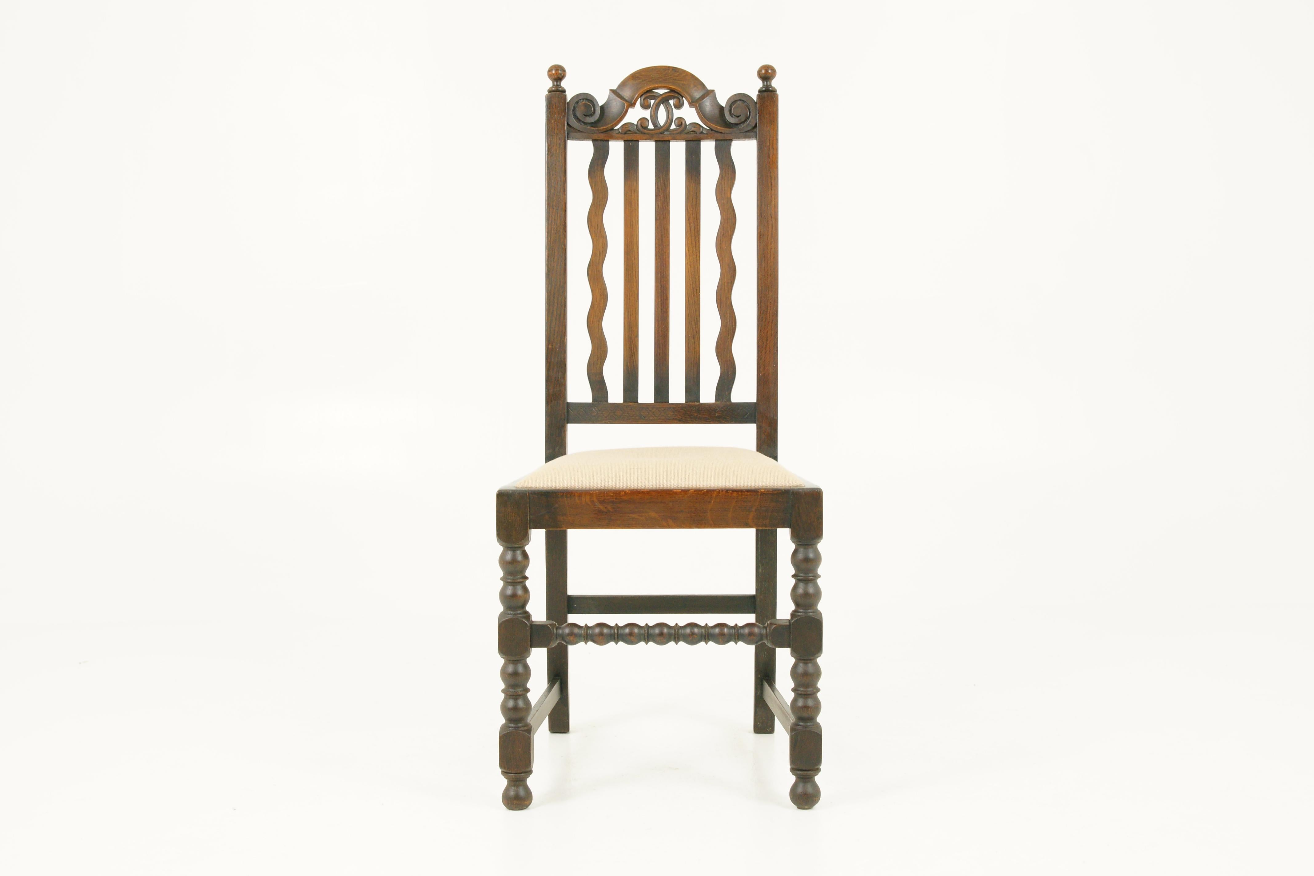 Antique Dining Chairs, 6 Oak Dining Chairs, Scotland 1920, B1726 4