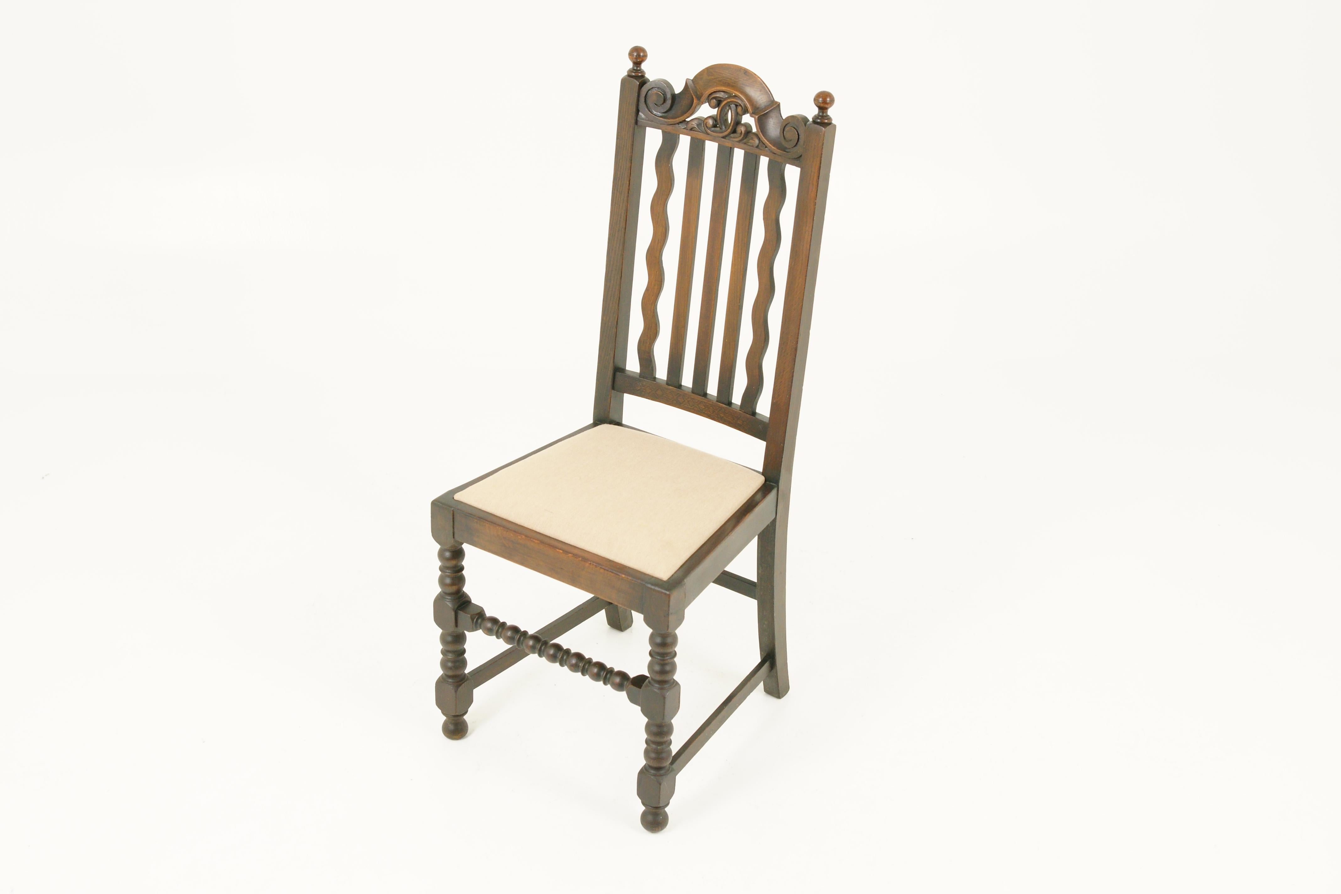 Early 20th Century Antique Dining Chairs, 6 Oak Dining Chairs, Scotland 1920, B1726