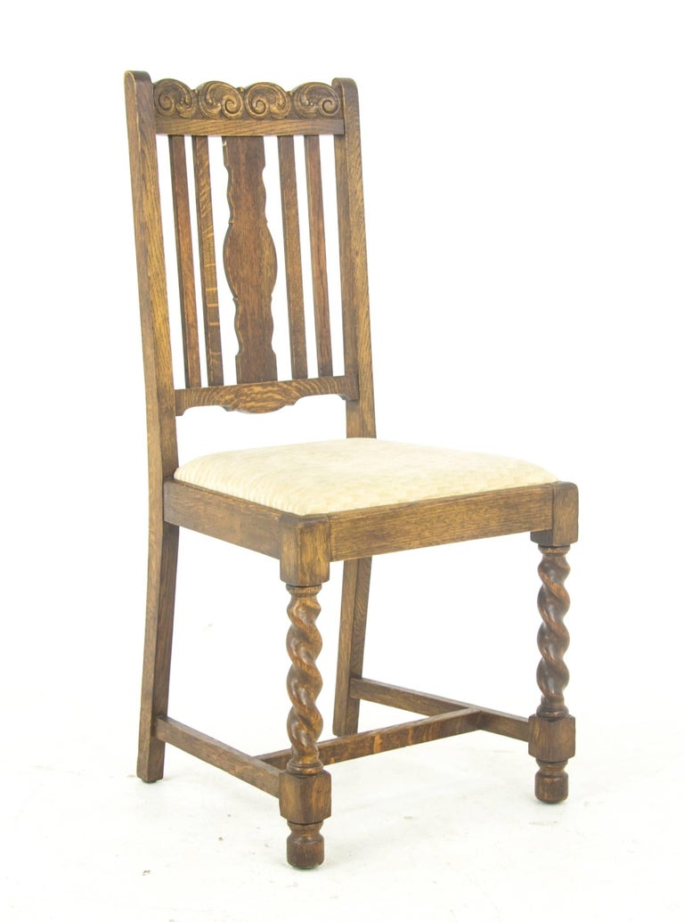 Antique Dining Chairs Six, Barley Twist Oak, Antique Furniture Scottish Antique Dining Chairs Six, Barley Twist Oak, Antique Furniture, Scotland, 1920s - Antique Dining Chairs Six, Barley Twist Oak, Antique Furniture