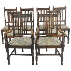 Antique Dining Chairs, 8 High Back Chairs, Oak, France, 1900 GREATLY REDUCED!!