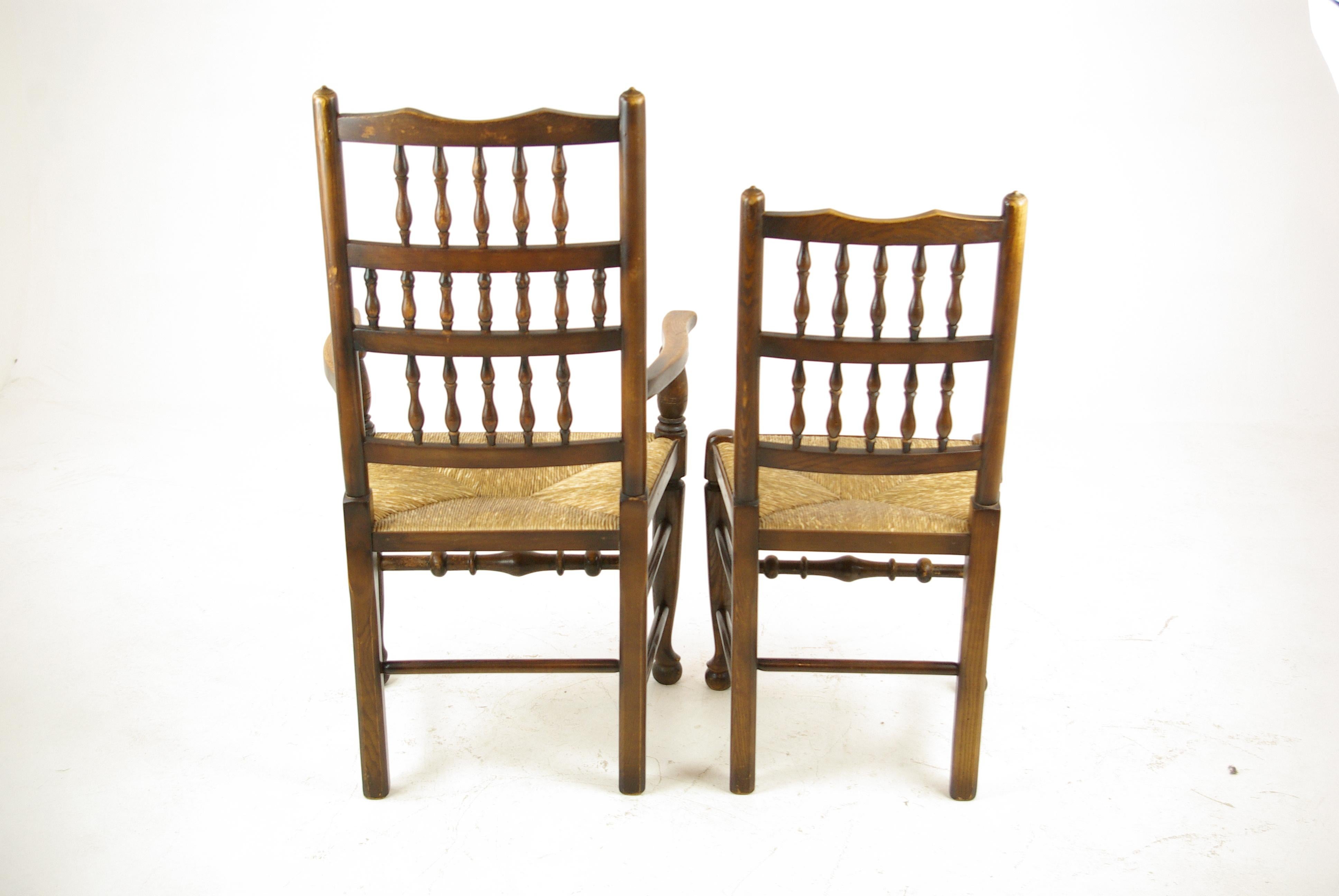Antique Dining Chairs, Country Rush Chairs, 6+2 Chairs, Scotland 1900, B1252 (Schottisch)