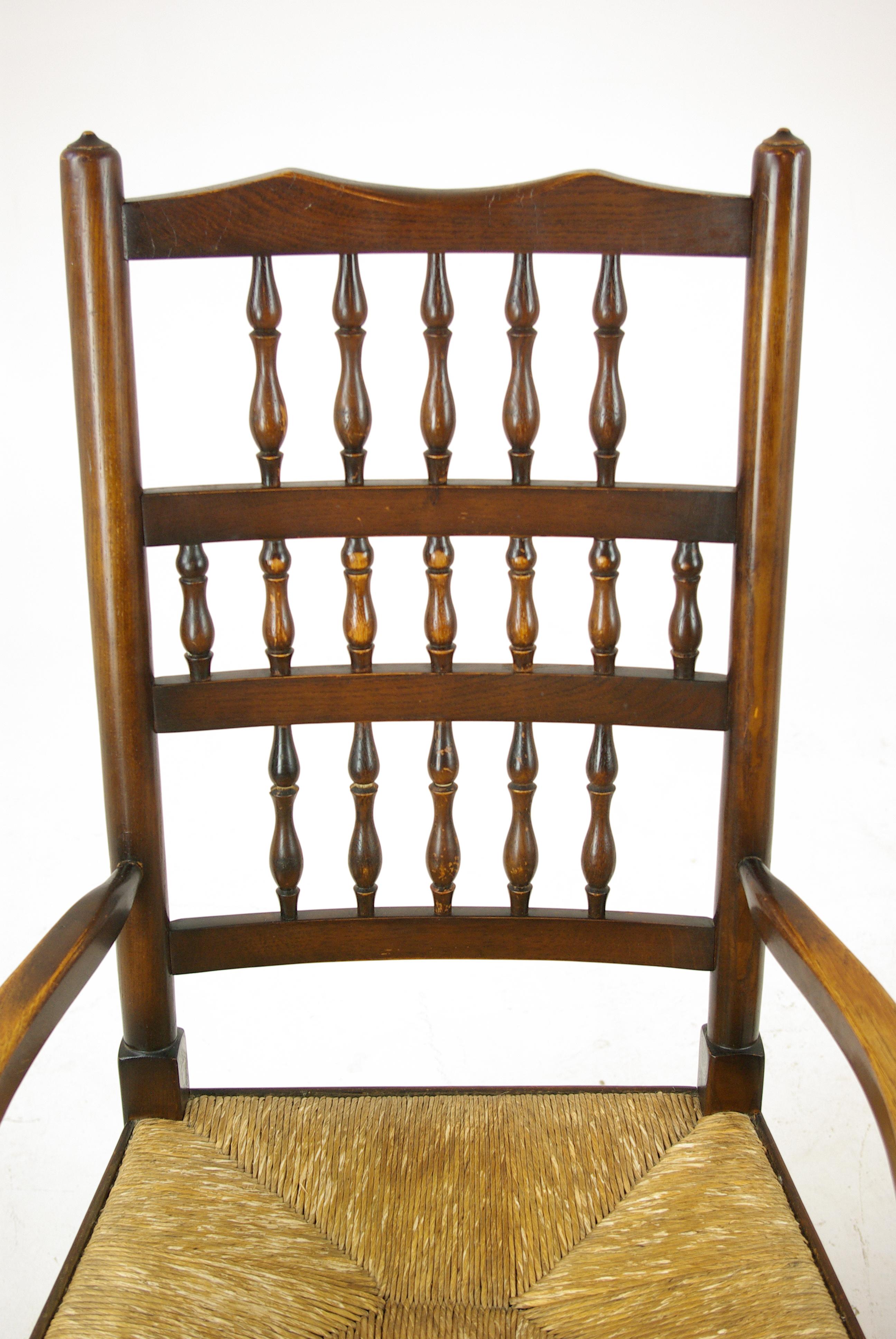 Antique Dining Chairs, Country Rush Chairs, 6+2 Chairs, Scotland 1900, B1252 1