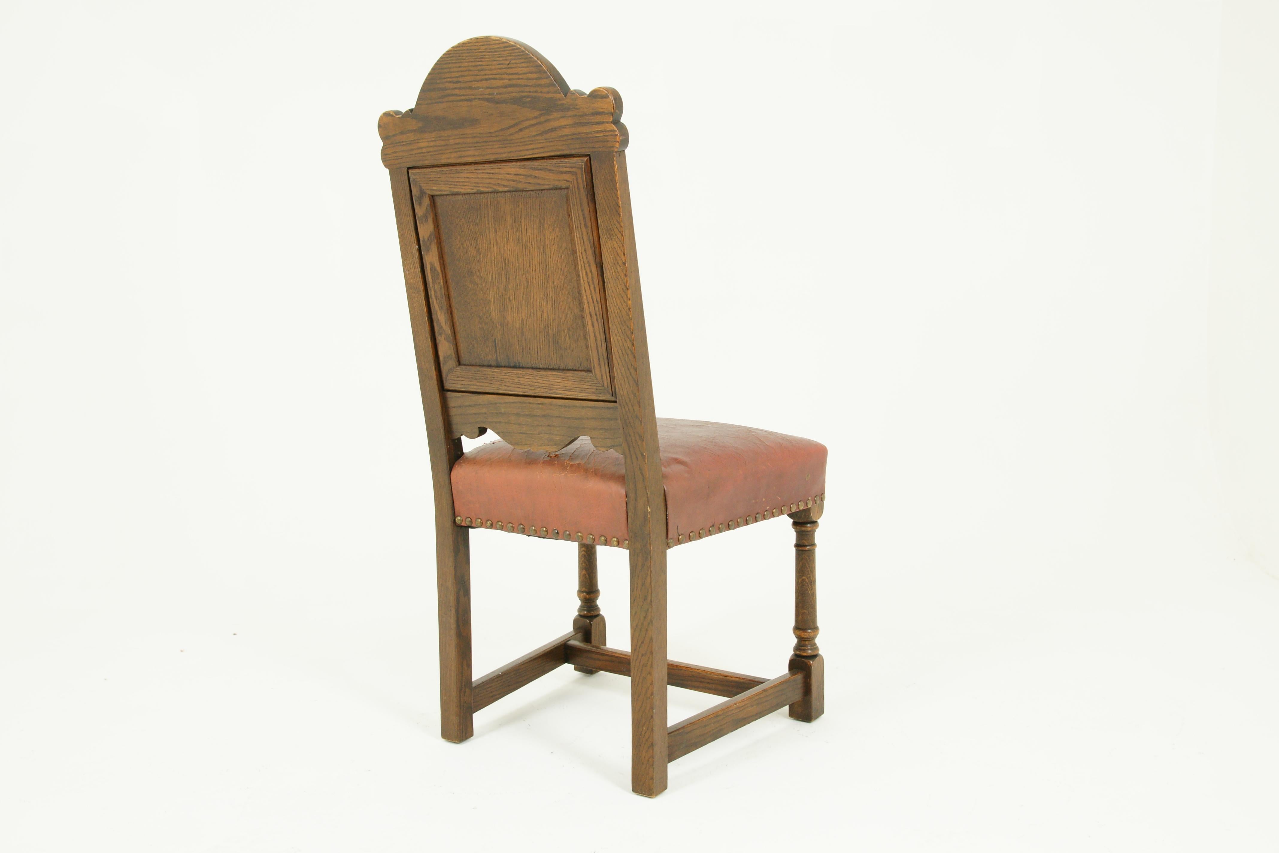 Antique Dining Chairs, Renaissance Revival, Oak Chairs, Krug, Canada 1930, B1523 3