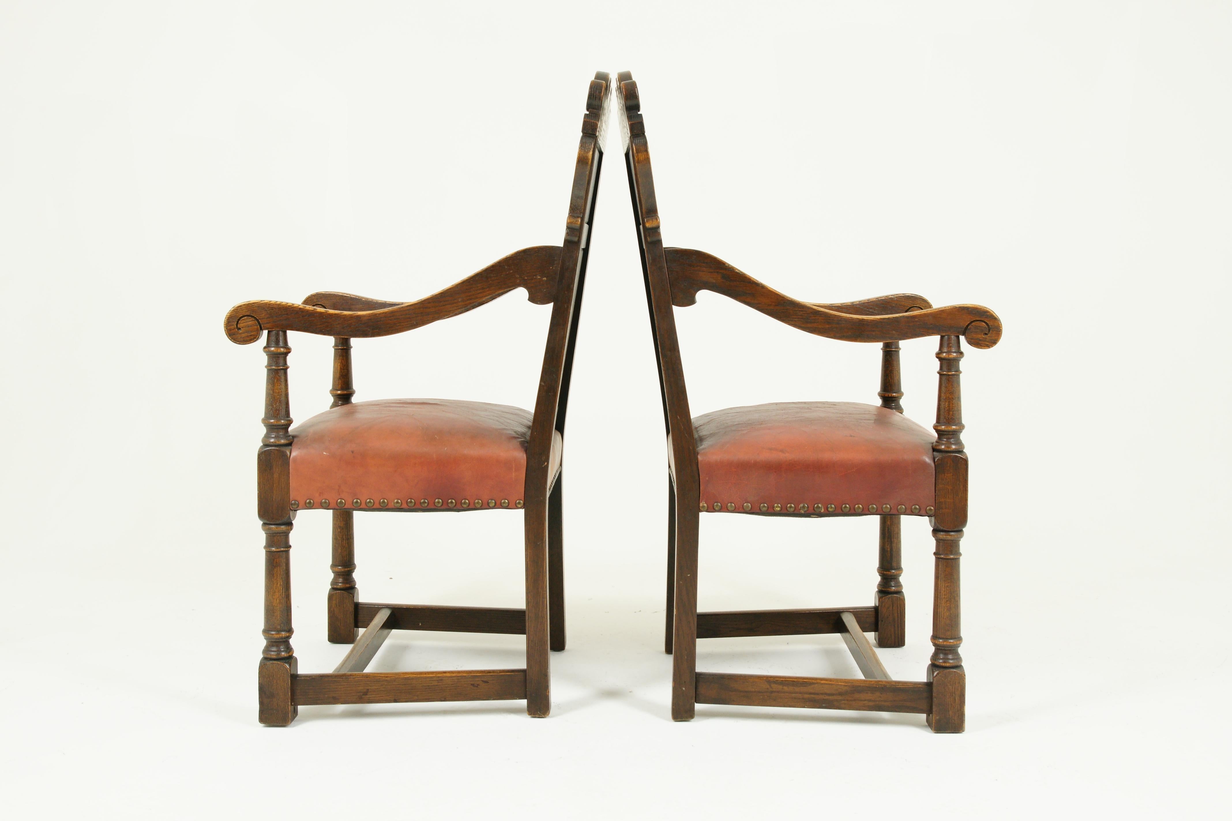 Antique Dining Chairs, Renaissance Revival, Oak Chairs, Krug, Canada 1930, B1523 4