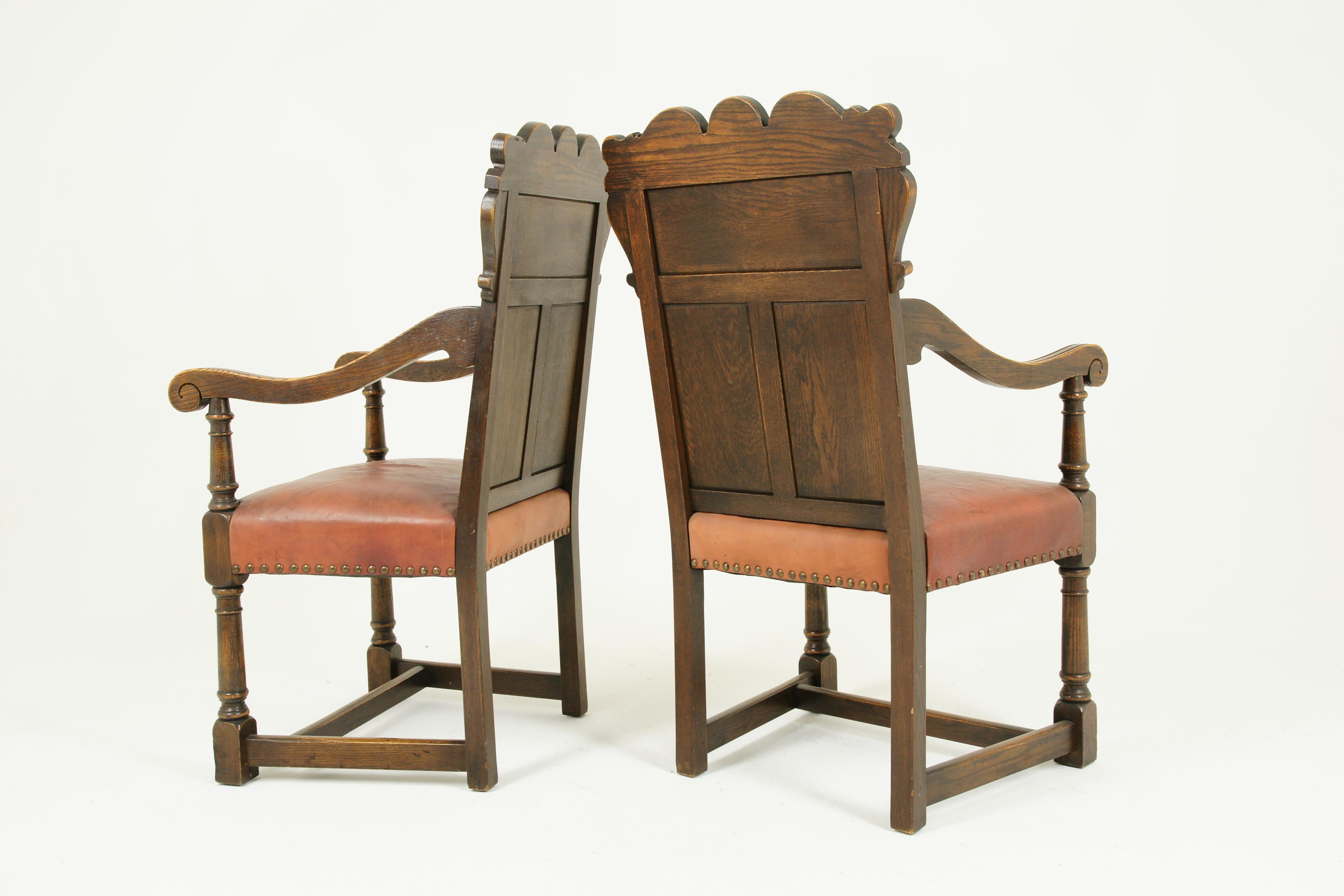 Antique Dining Chairs, Renaissance Revival, Oak Chairs, Krug, Canada 1930, B1523 5
