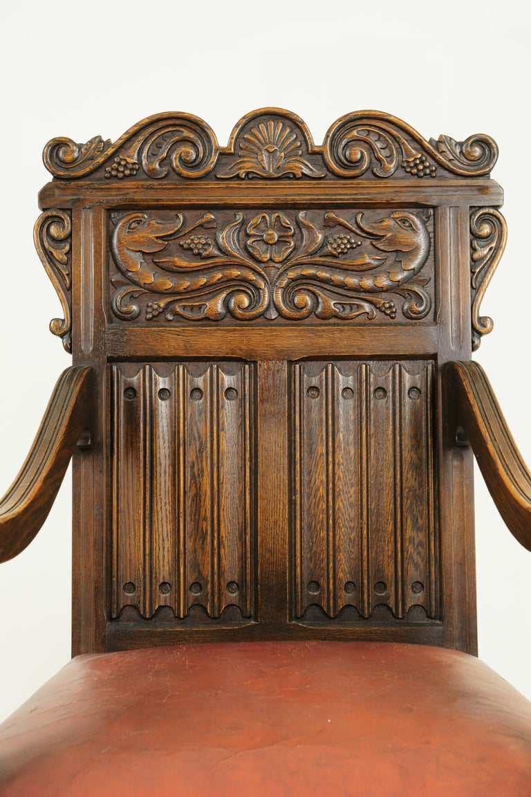 Antique Dining Chairs, Renaissance Revival, Oak Chairs, Krug, Canada