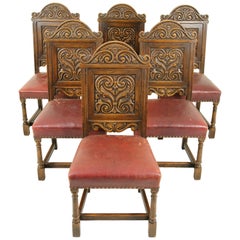 Used Dining Chairs, Renaissance Revival, Oak Chairs, Krug, Canada 1930, B1523