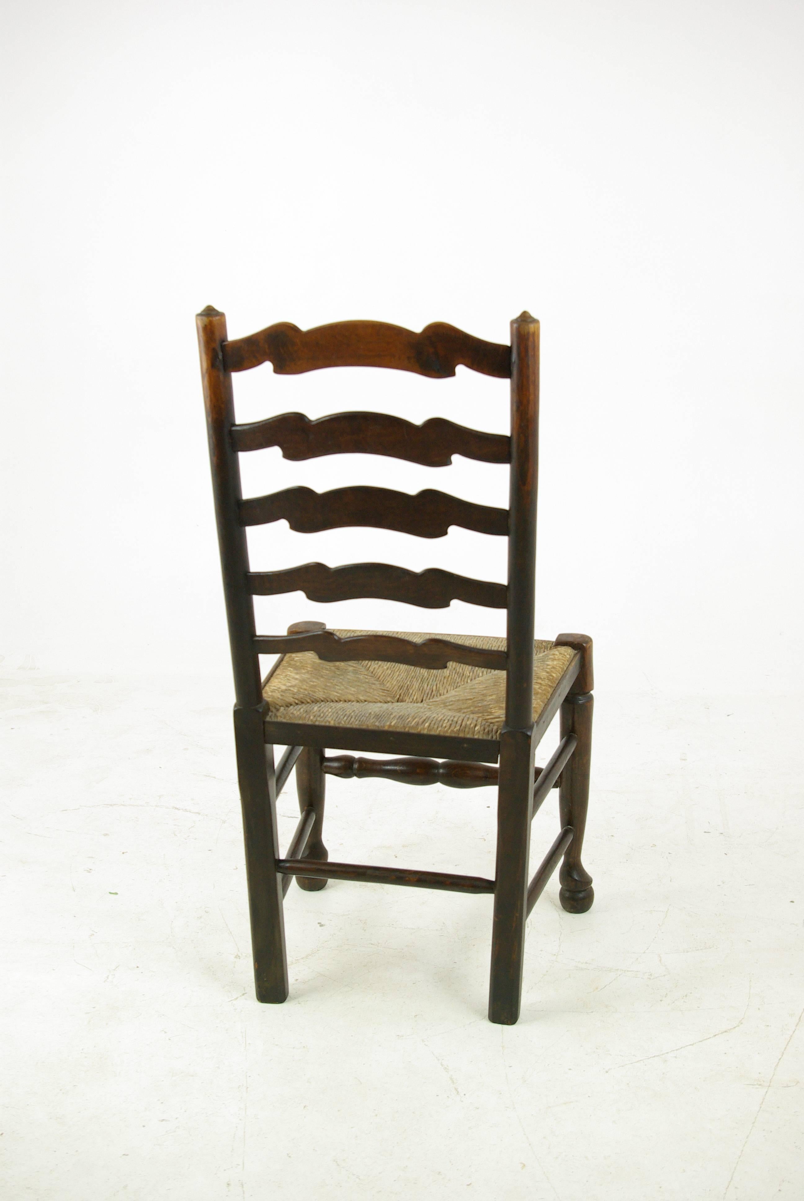 Mid-20th Century Antique Dining Chairs, Rush Chairs, Ladder Back Chairs, 1930s, B1014  REDUCED!!!