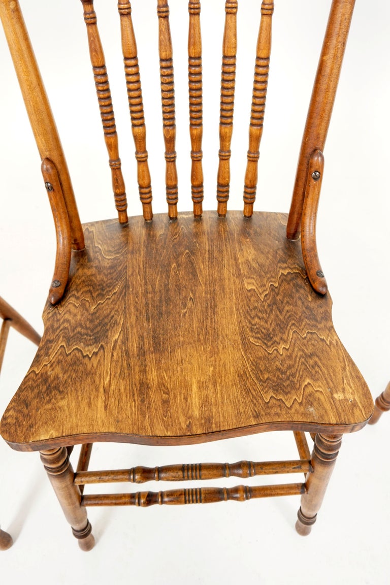 Antique Dining Chairs, Set of 4 Press Back Kitchen Chairs, Canada 1900, B2016 at 1stDibs