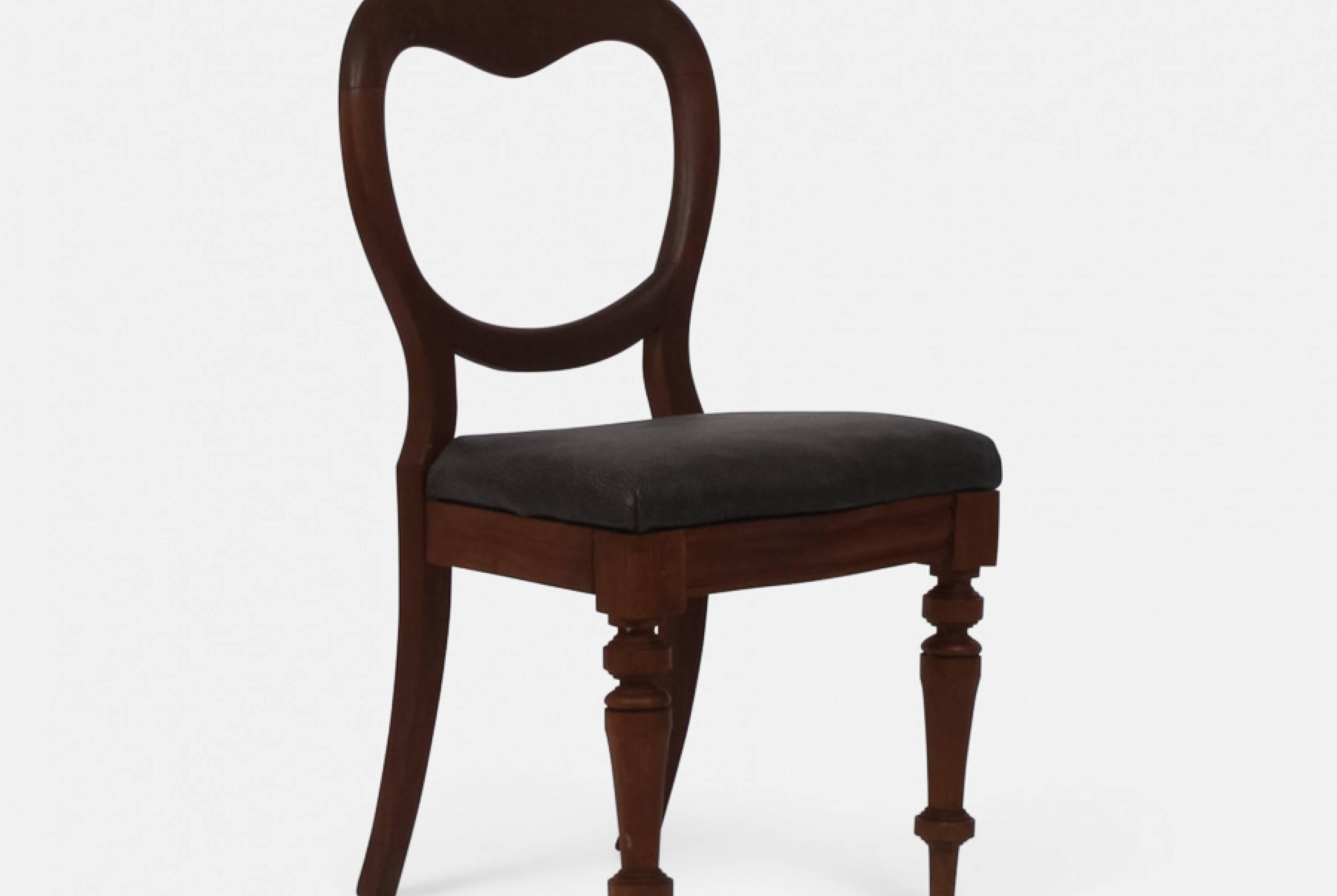 British Antique Dining Chairs with Leather Seat For Sale