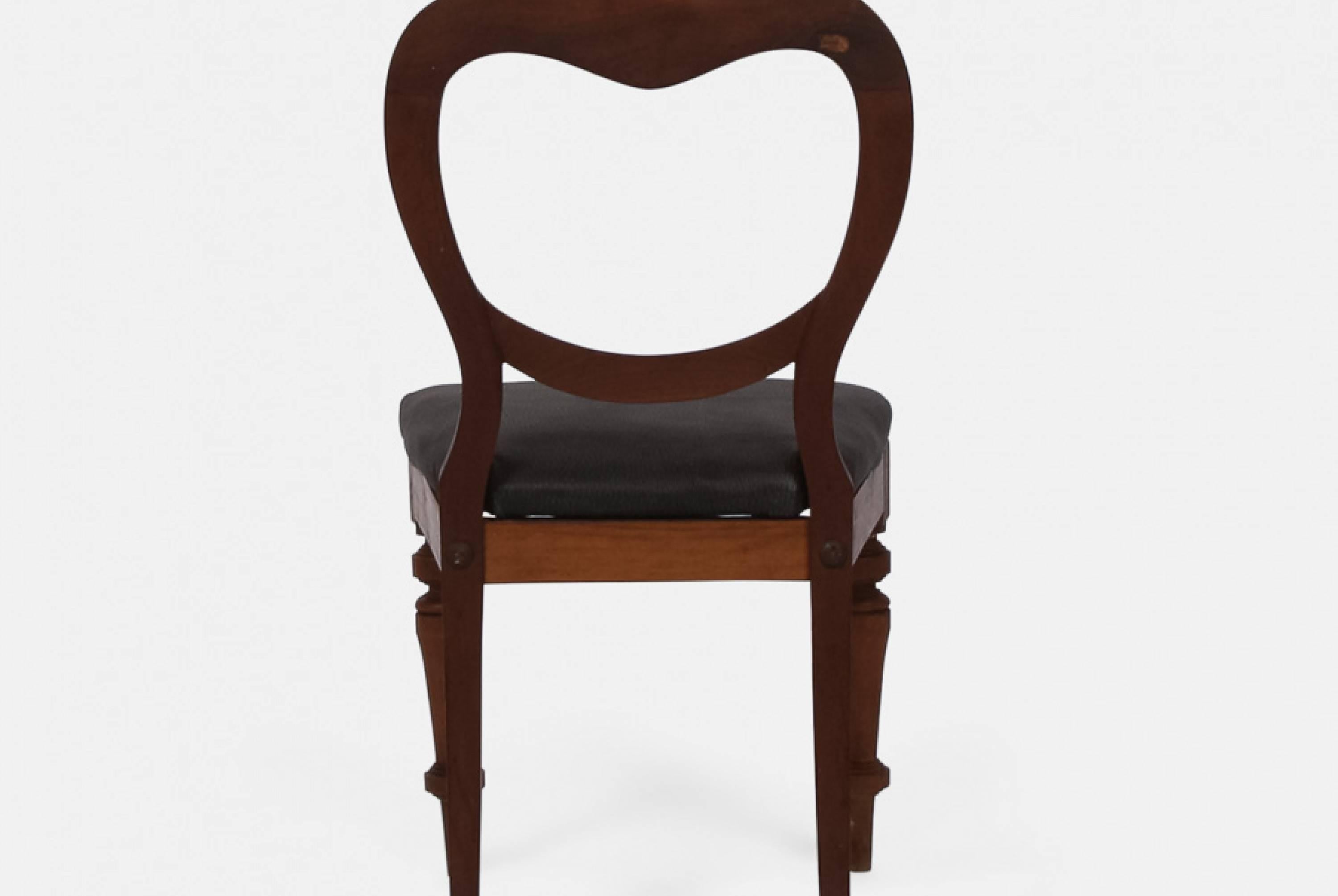 20th Century Antique Dining Chairs with Leather Seat For Sale